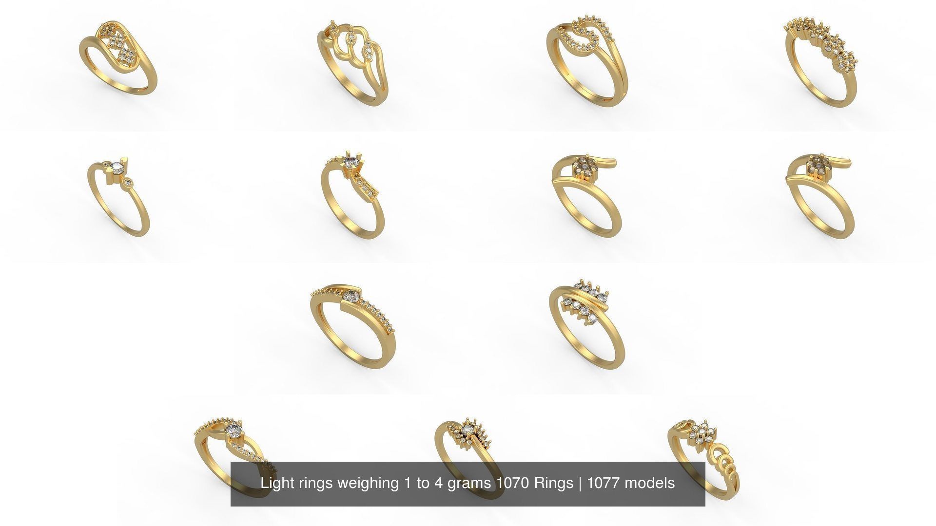 Light rings weighing 1 to 4 grams 1070 Rings 3D Model Collection_810