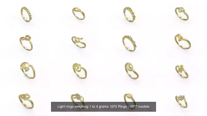 Light rings weighing 1 to 4 grams 1070 Rings