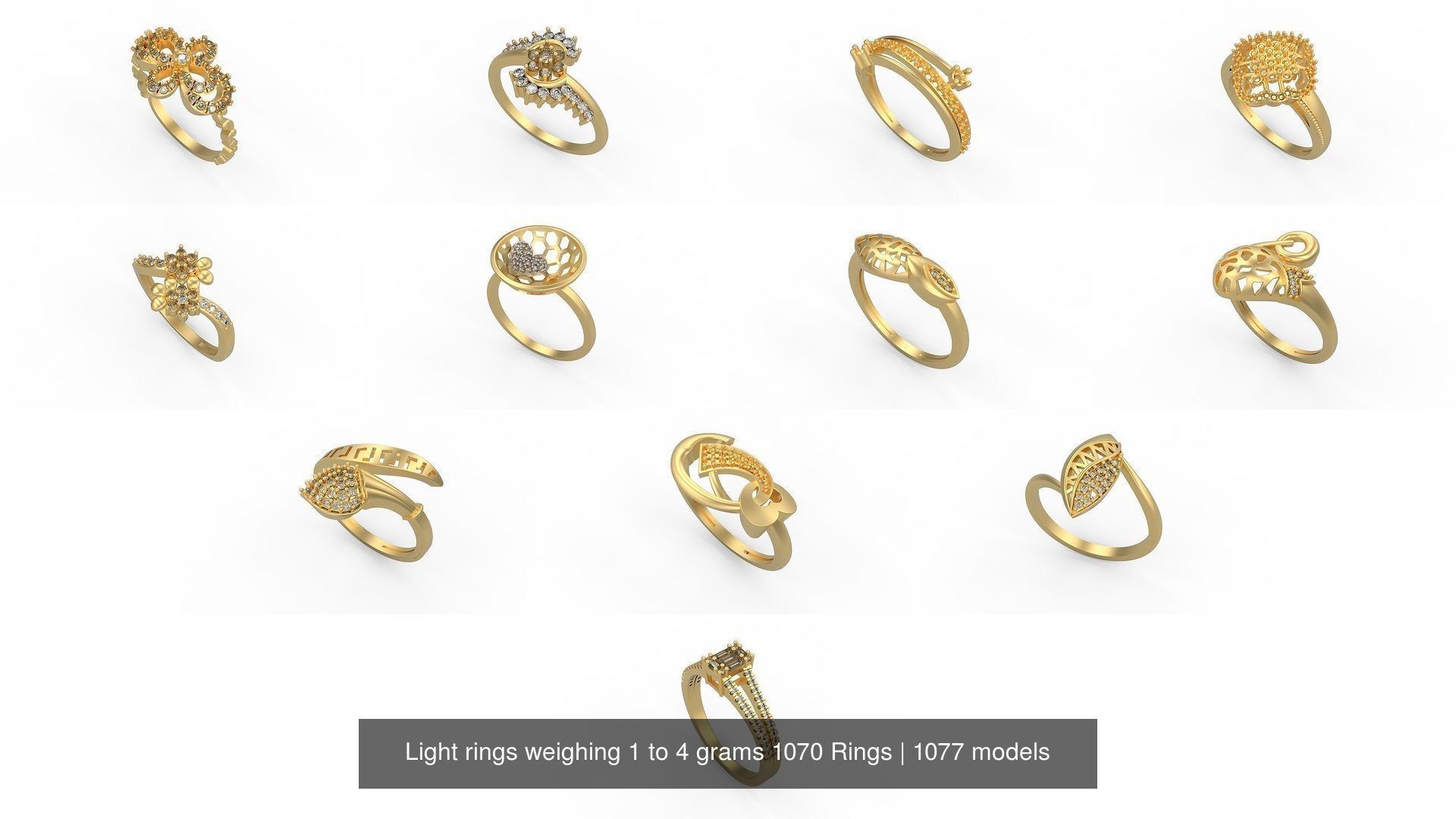 Light rings weighing 1 to 4 grams 1070 Rings 3D Model Collection_1361