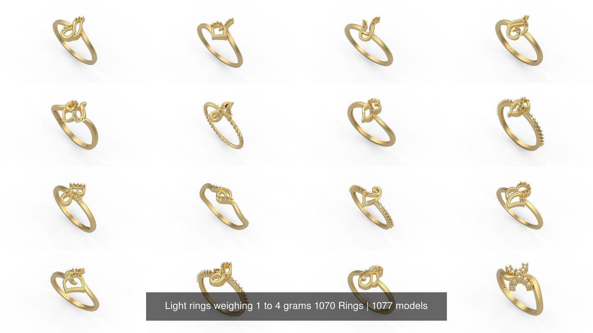 Light rings weighing 1 to 4 grams 1070 Rings 3D Model Collection_616
