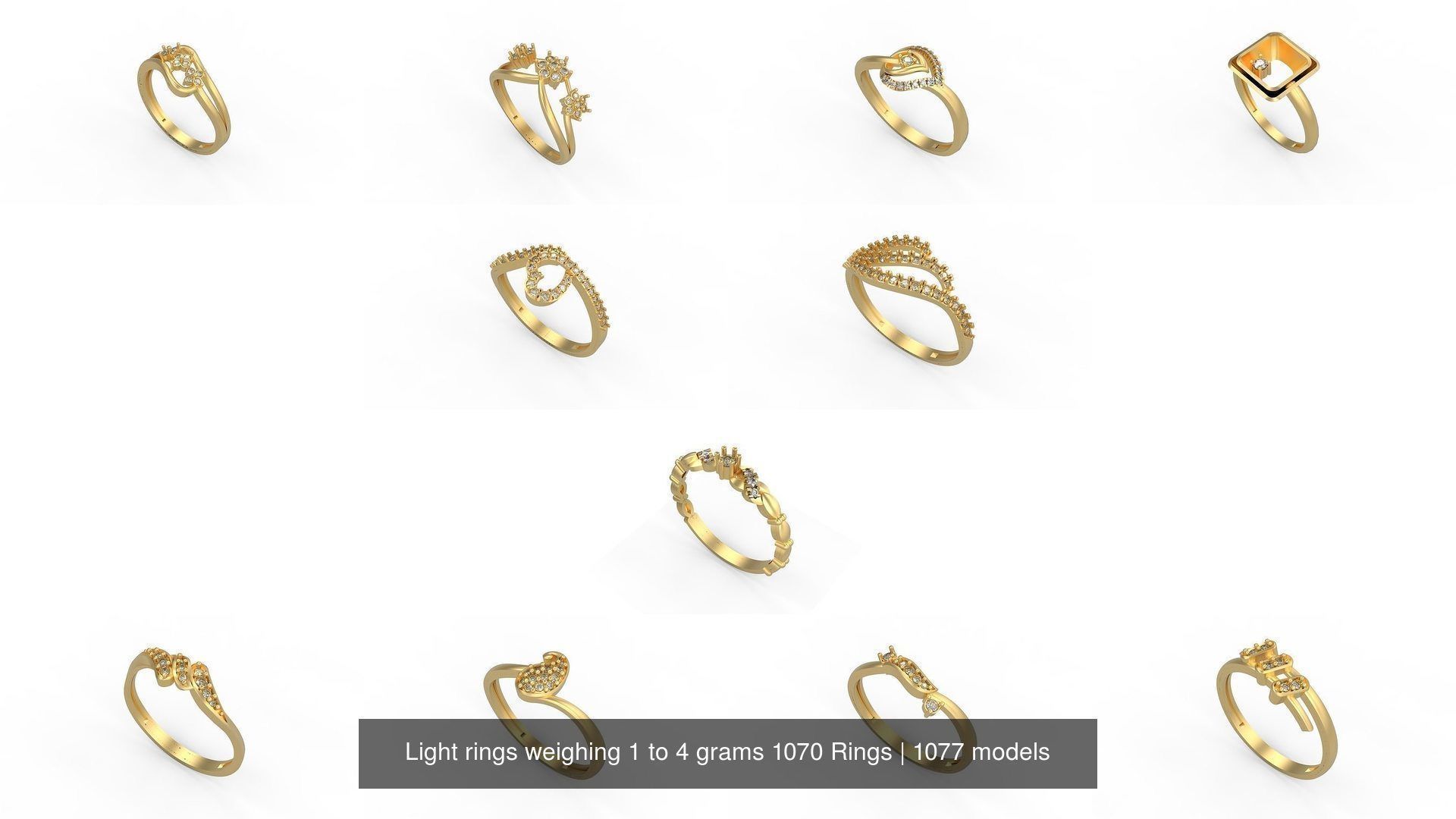 Light rings weighing 1 to 4 grams 1070 Rings 3D Model Collection_679