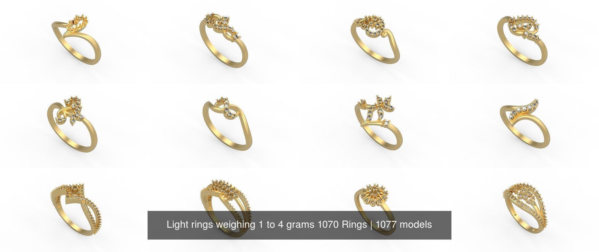 Light rings weighing 1 to 4 grams 1070 Rings 3D Model Collection_1326