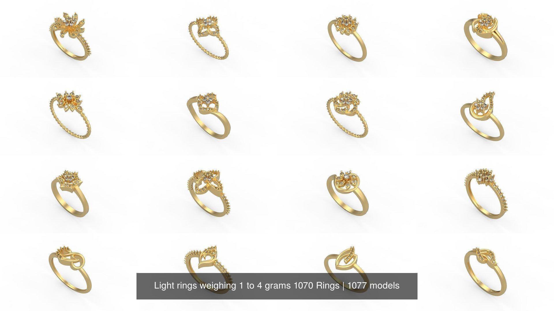Light rings weighing 1 to 4 grams 1070 Rings 3D Model Collection_505
