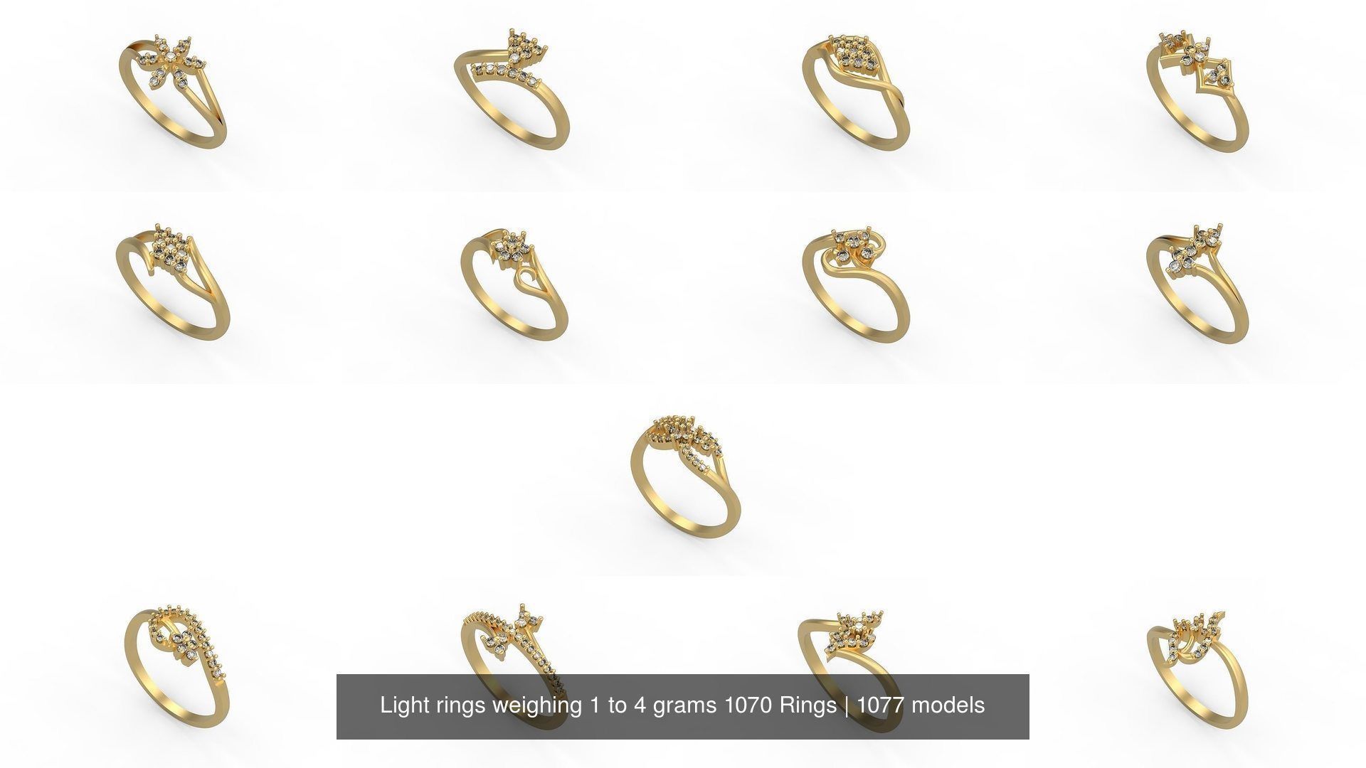 Light rings weighing 1 to 4 grams 1070 Rings 3D Model Collection_1268