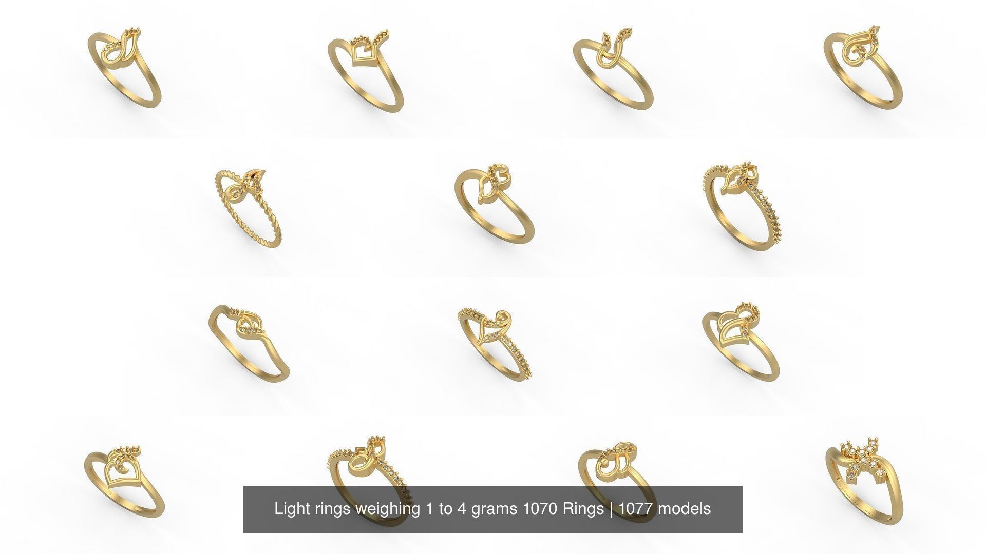 Light rings weighing 1 to 4 grams 1070 Rings 3D Model Collection_590