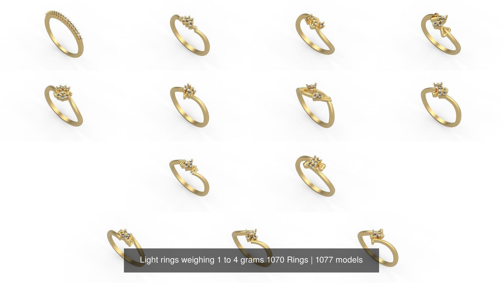 Light rings weighing 1 to 4 grams 1070 Rings 3D Model Collection_1196
