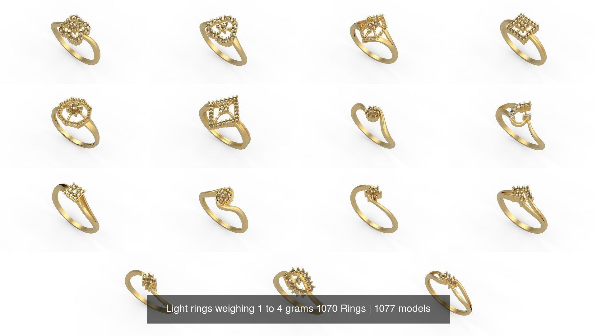Light rings weighing 1 to 4 grams 1070 Rings 3D Model Collection_1002