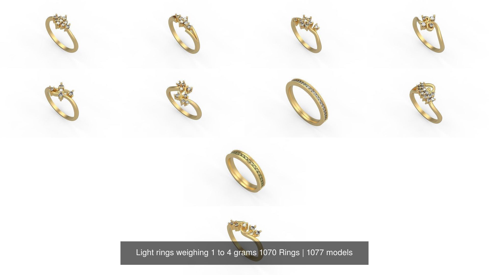 Light rings weighing 1 to 4 grams 1070 Rings 3D Model Collection_1153
