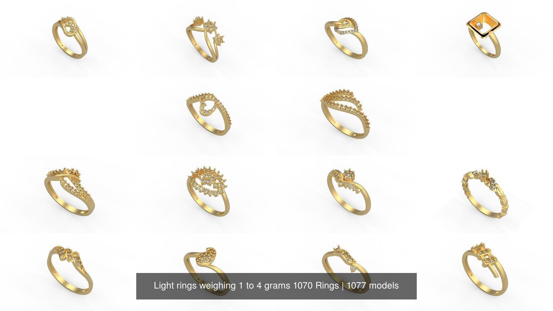 Light rings weighing 1 to 4 grams 1070 Rings 3D Model Collection_712