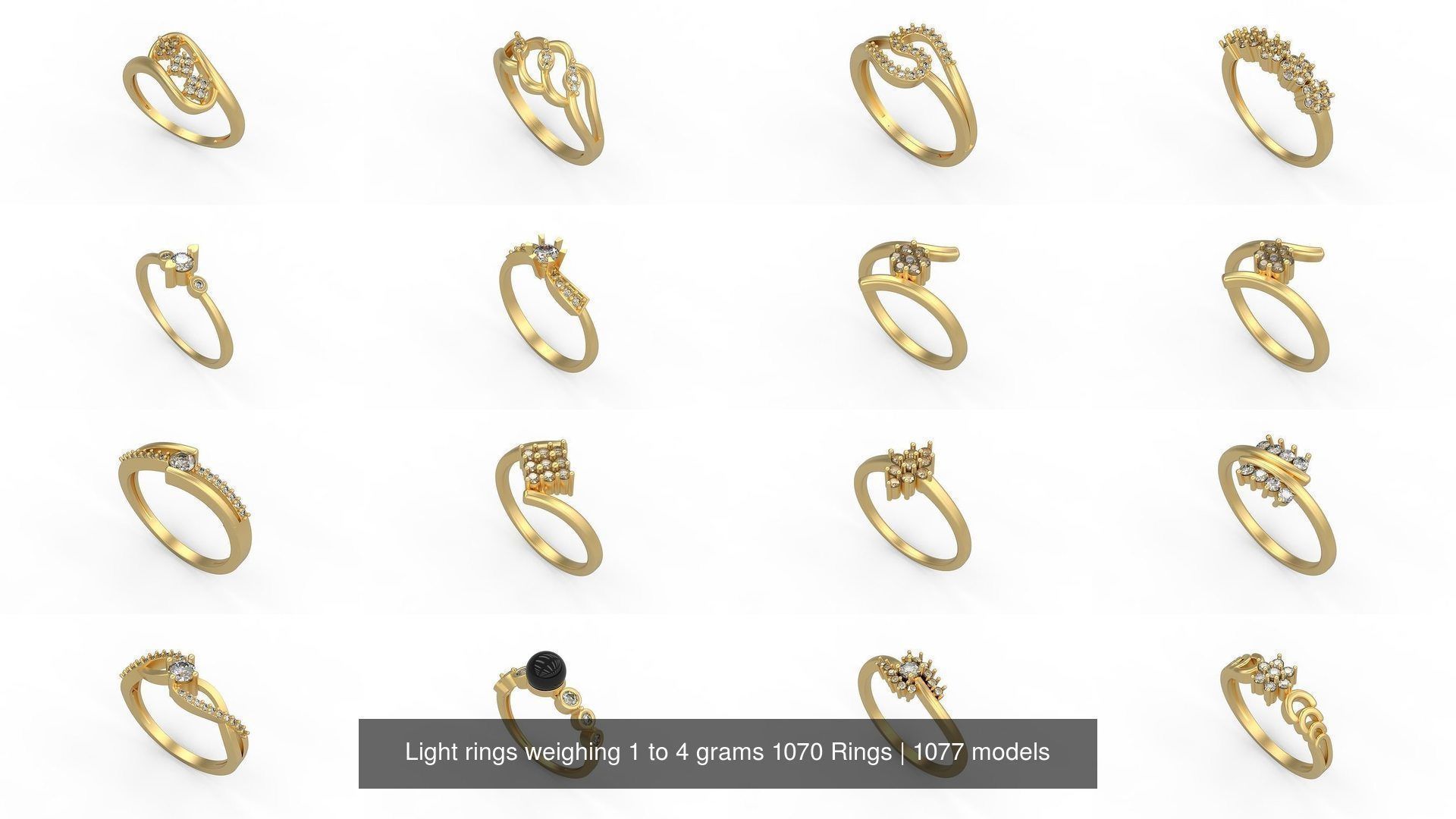 Light rings weighing 1 to 4 grams 1070 Rings 3D Model Collection_801