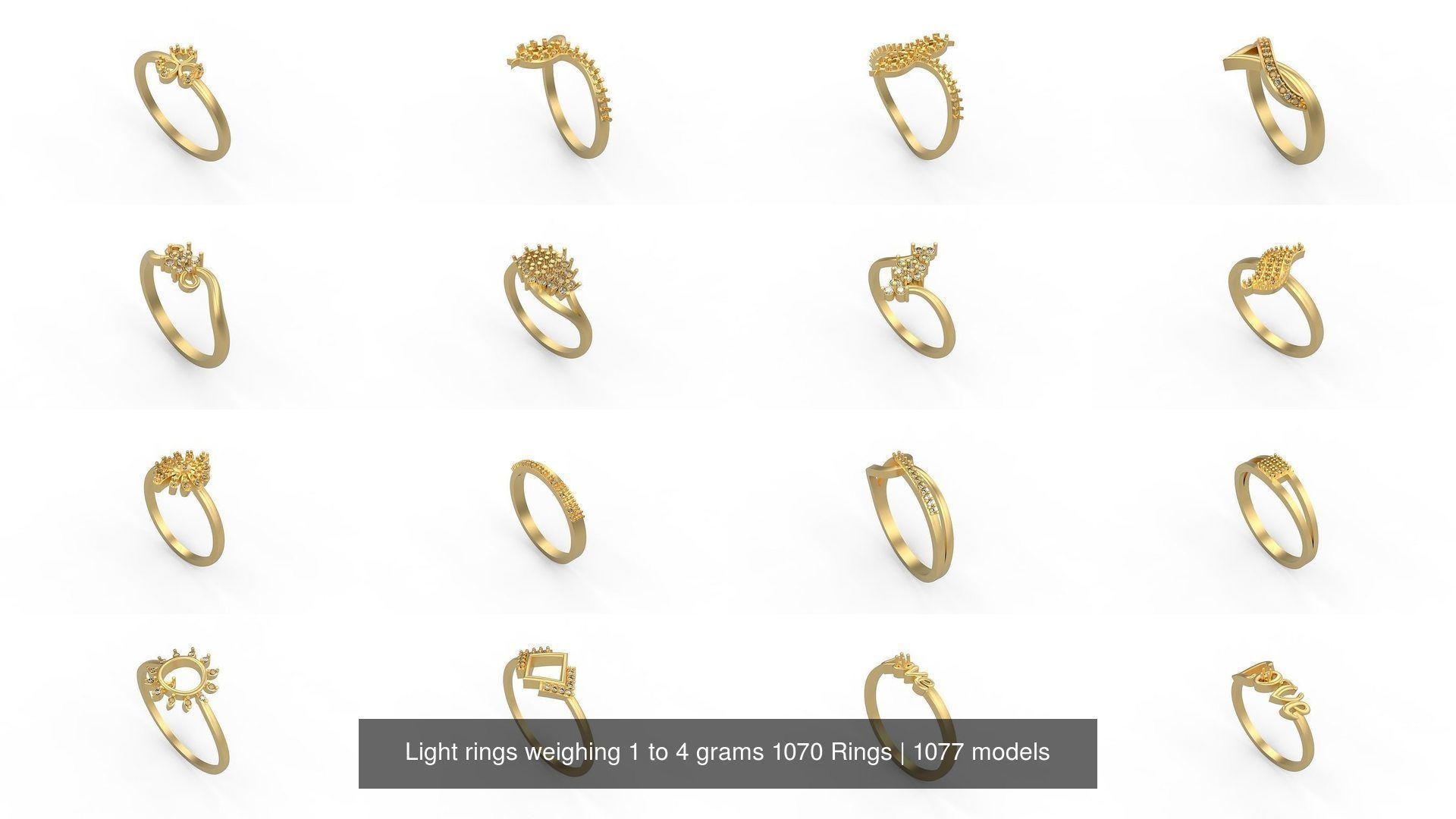 Light rings weighing 1 to 4 grams 1070 Rings 3D Model Collection_159