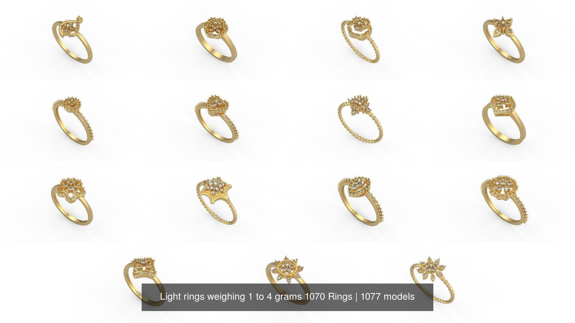 Light rings weighing 1 to 4 grams 1070 Rings 3D Model Collection_461