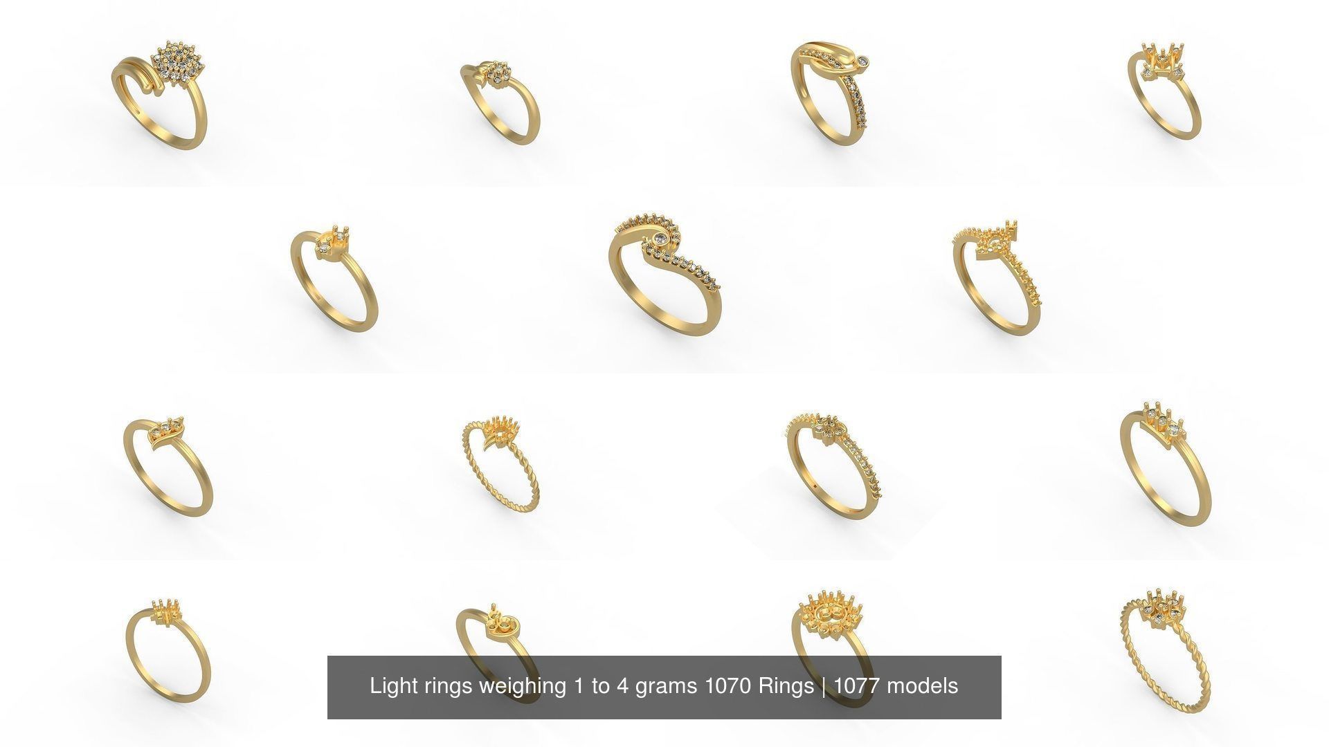 Light rings weighing 1 to 4 grams 1070 Rings 3D Model Collection_75
