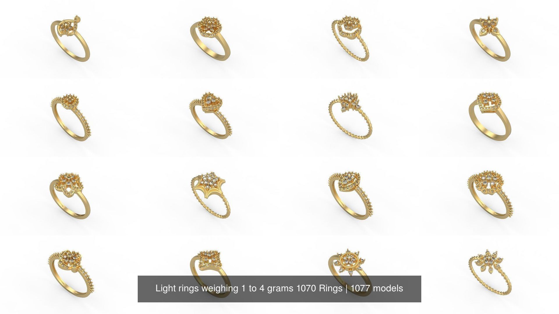 Light rings weighing 1 to 4 grams 1070 Rings 3D Model Collection_450