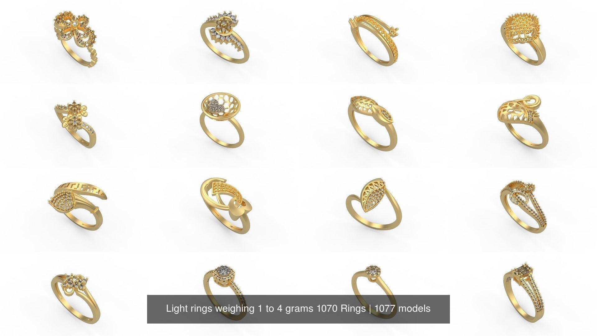 Light rings weighing 1 to 4 grams 1070 Rings 3D Model Collection_1381