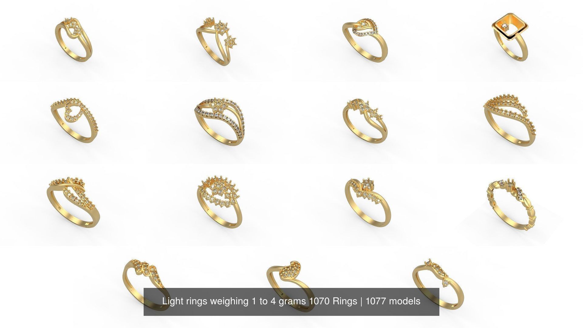 Light rings weighing 1 to 4 grams 1070 Rings 3D Model Collection_720