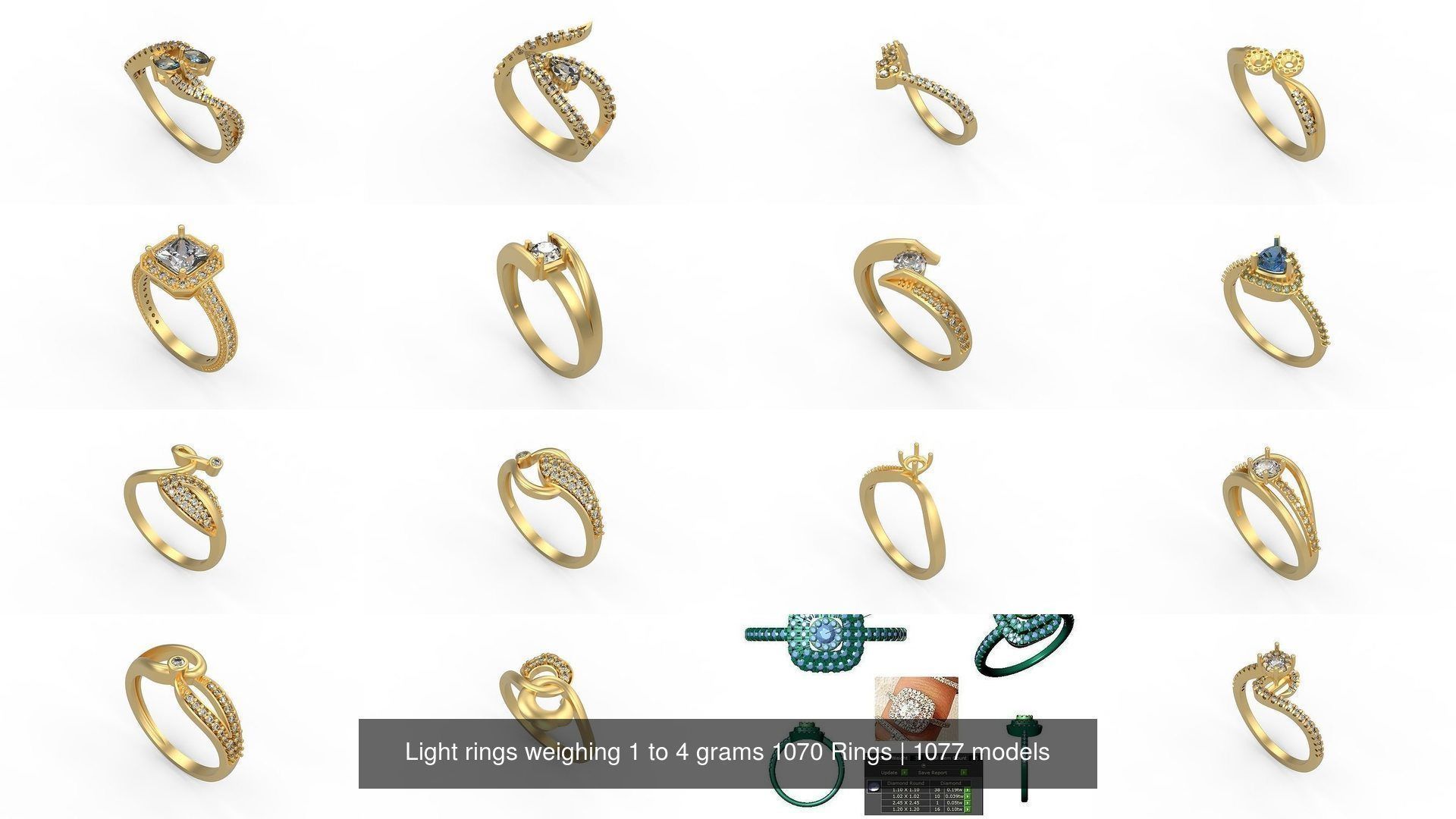 Light rings weighing 1 to 4 grams 1070 Rings 3D Model Collection_1494