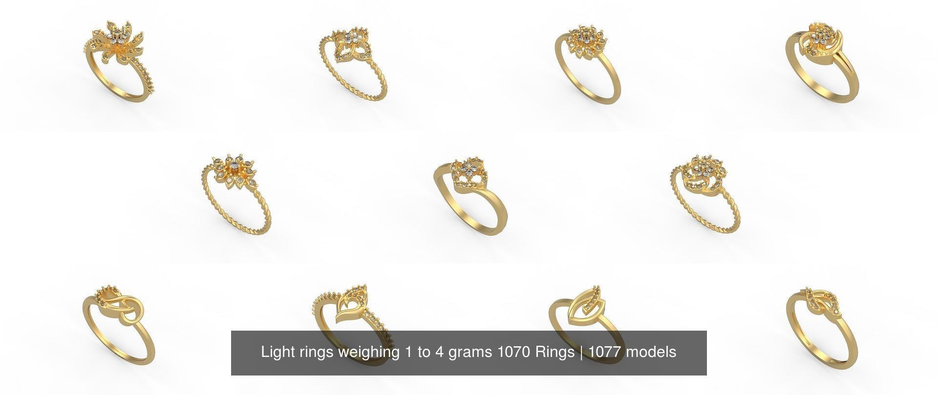 Light rings weighing 1 to 4 grams 1070 Rings 3D Model Collection_487