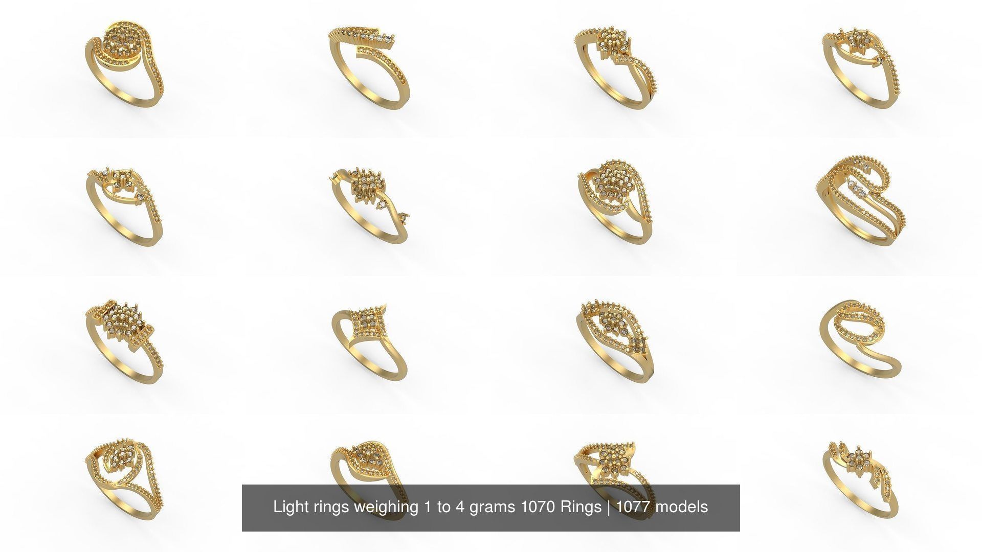 Light rings weighing 1 to 4 grams 1070 Rings 3D Model Collection_893