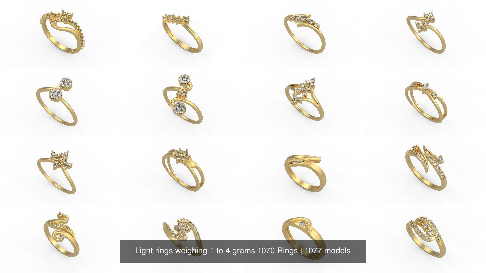 Light rings weighing 1 to 4 grams 1070 Rings 3D Model Collection_750