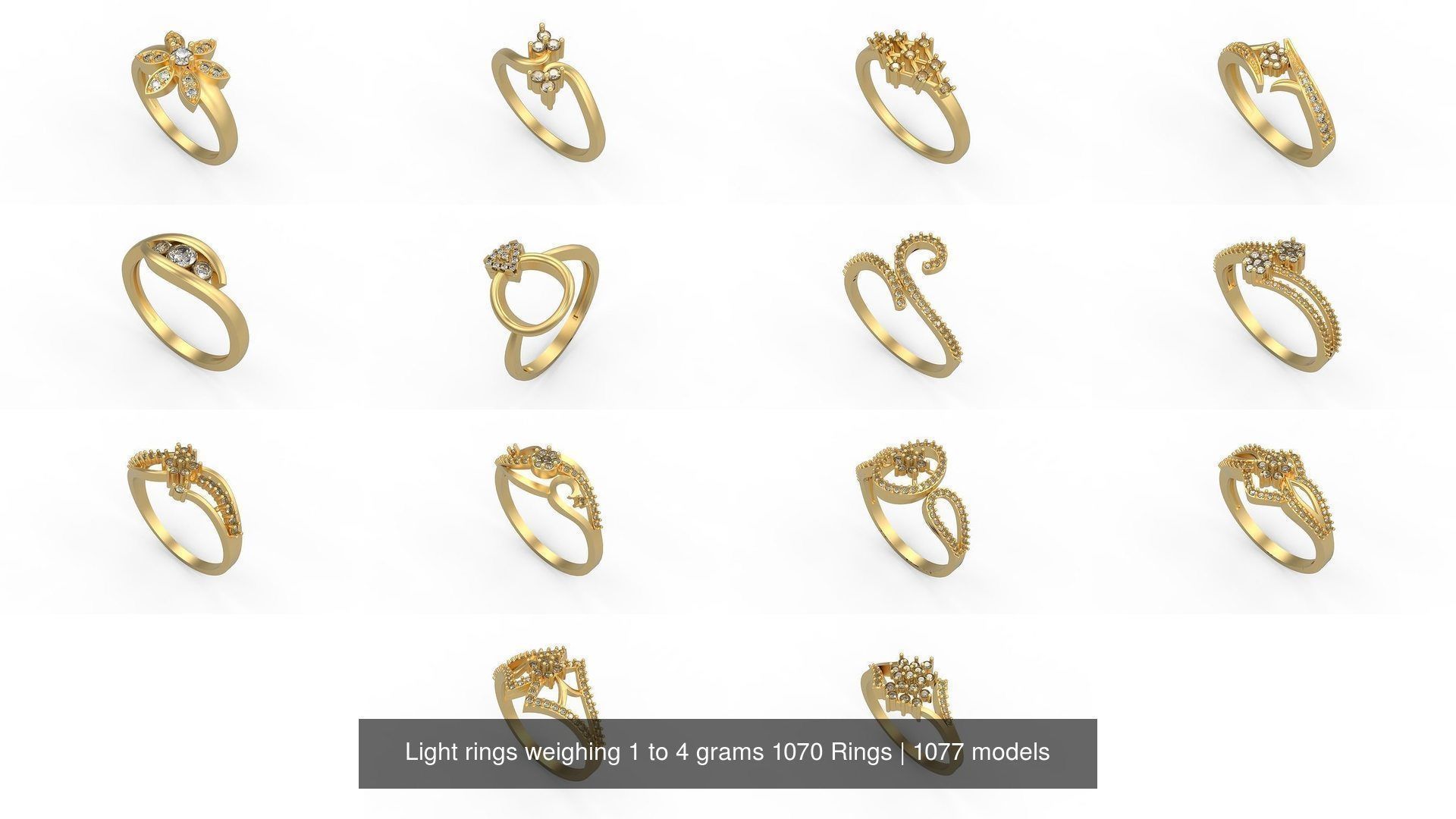 Light rings weighing 1 to 4 grams 1070 Rings 3D Model Collection_826