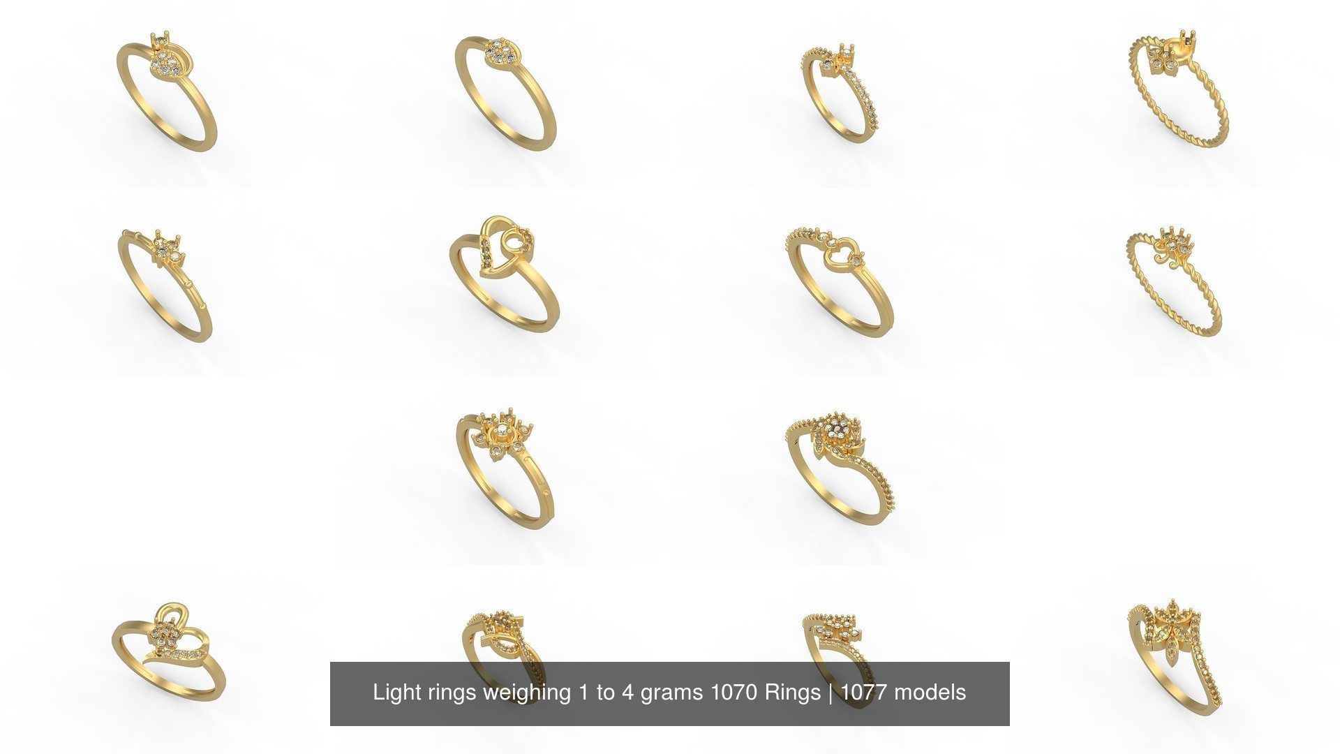 Light rings weighing 1 to 4 grams 1070 Rings 3D Model Collection_369