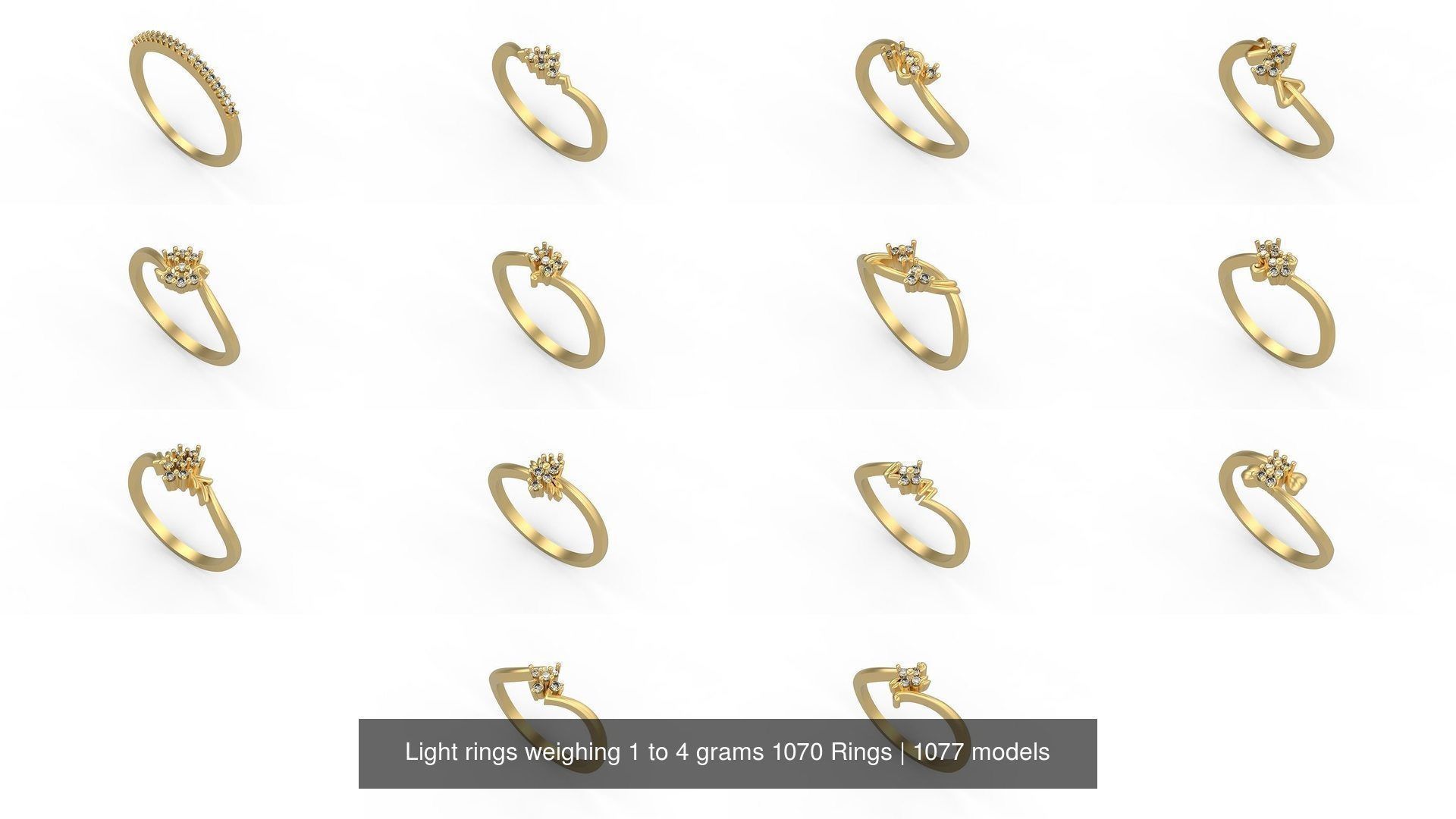 Light rings weighing 1 to 4 grams 1070 Rings 3D Model Collection_1194