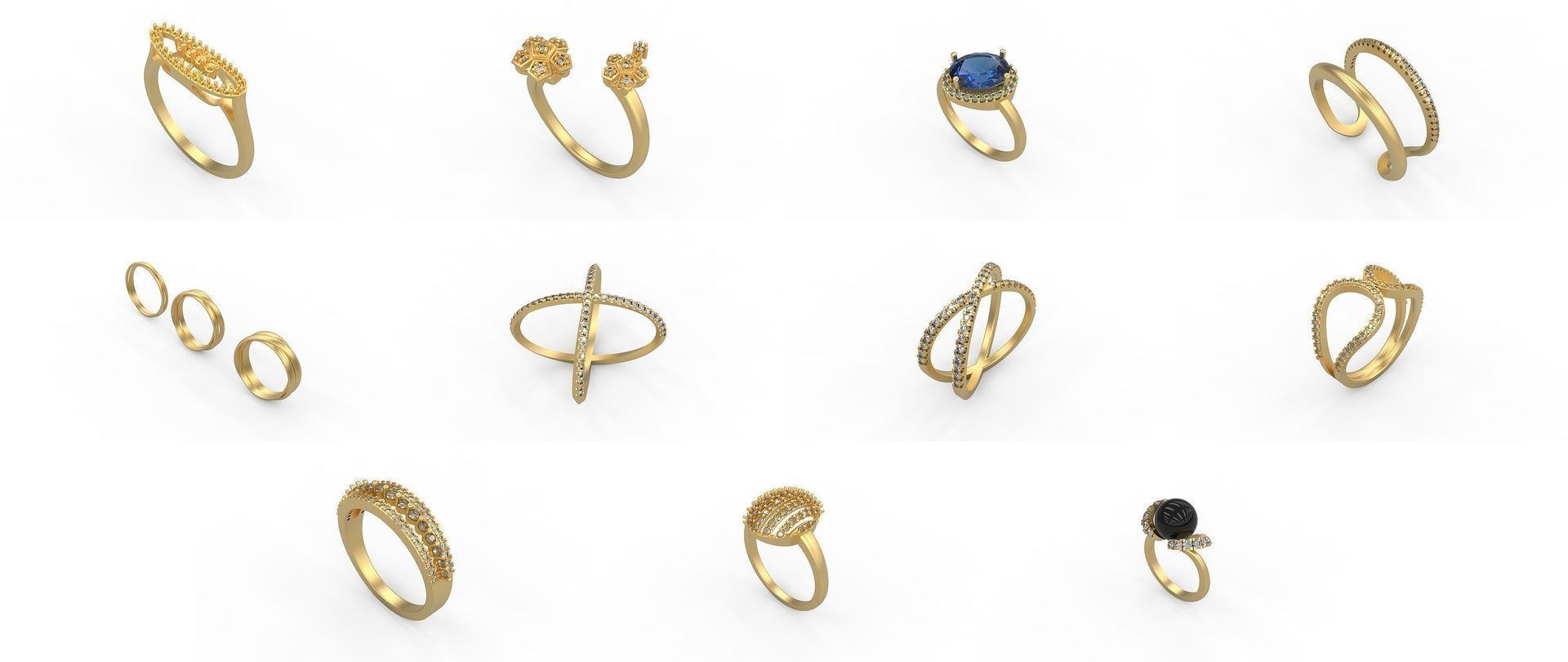 Light rings weighing 1 to 4 grams 1070 Rings 3D Model Collection_1497