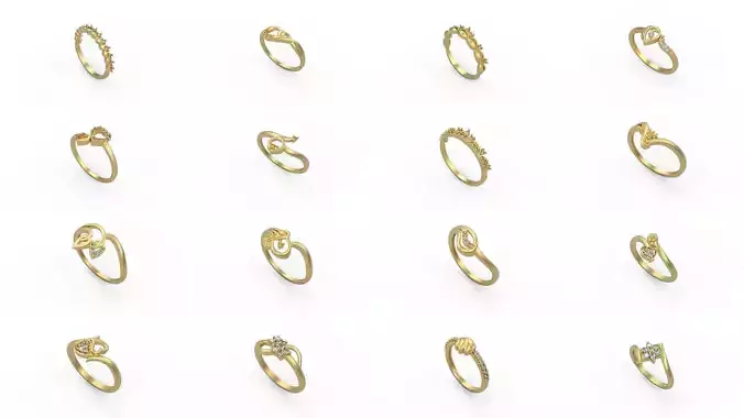 Light rings weighing 1 to 4 grams 1070 Rings 3D Model Collection