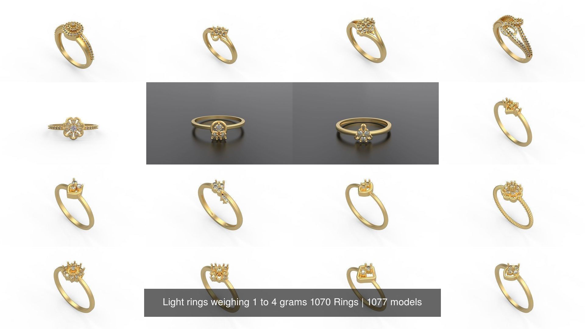 Light rings weighing 1 to 4 grams 1070 Rings 3D Model Collection_333