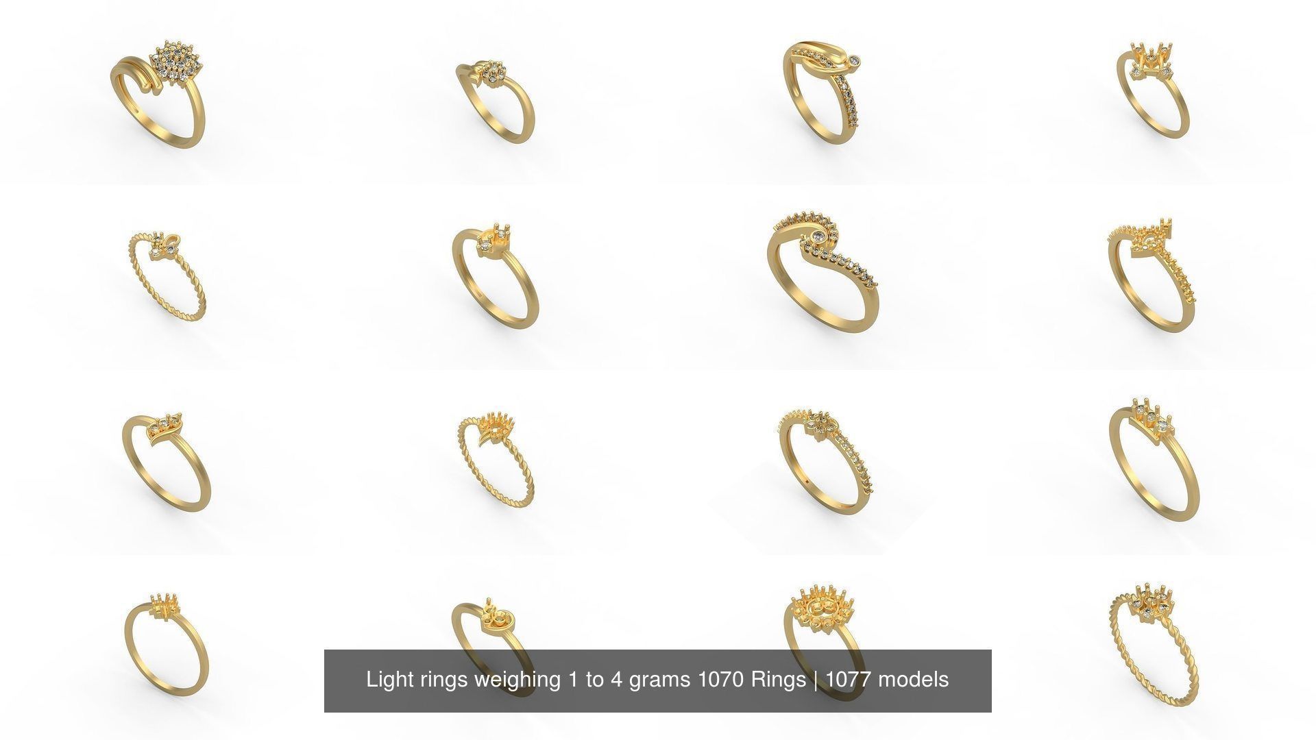 Light rings weighing 1 to 4 grams 1070 Rings 3D Model Collection_71