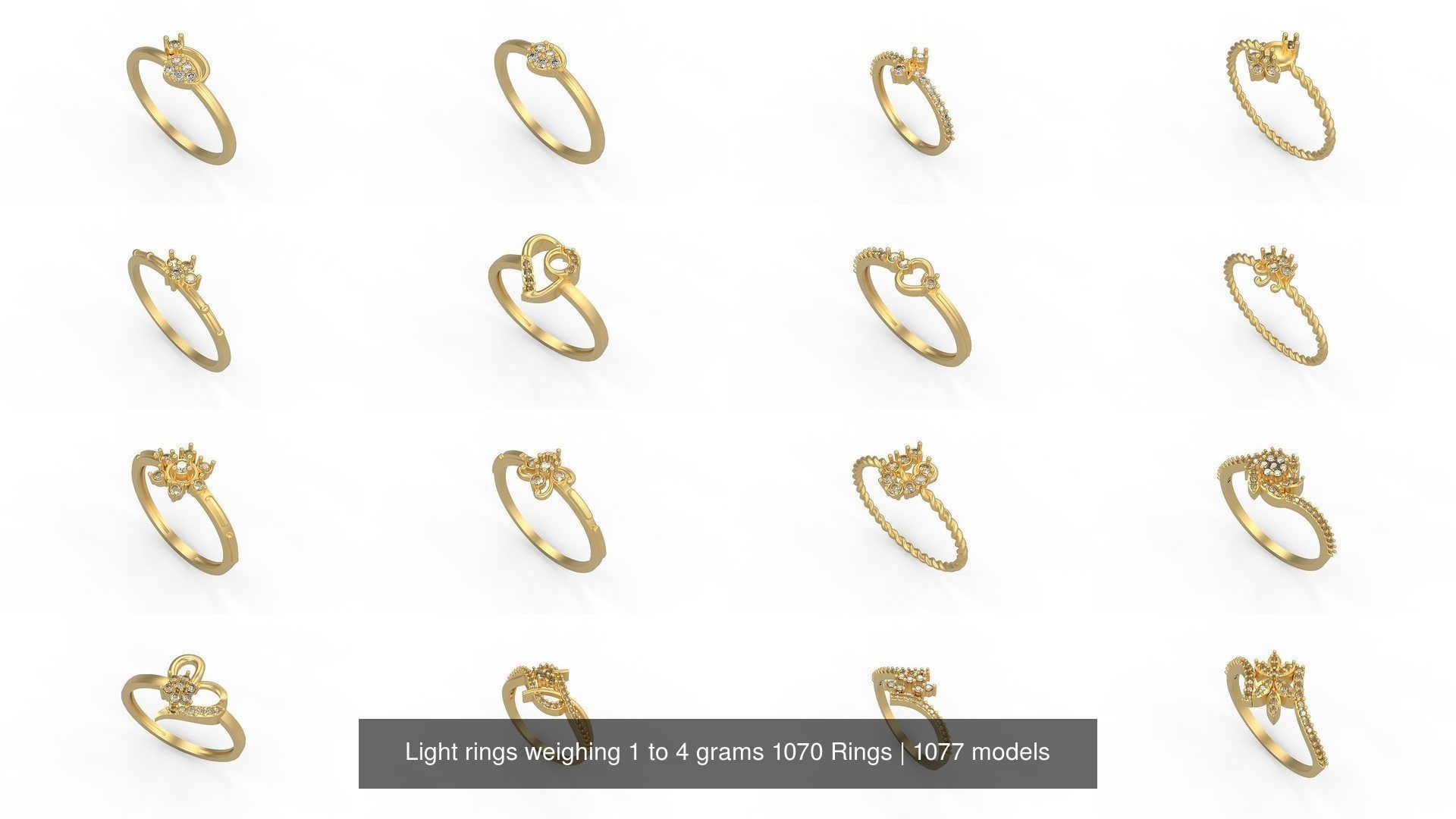 Light rings weighing 1 to 4 grams 1070 Rings 3D Model Collection_345