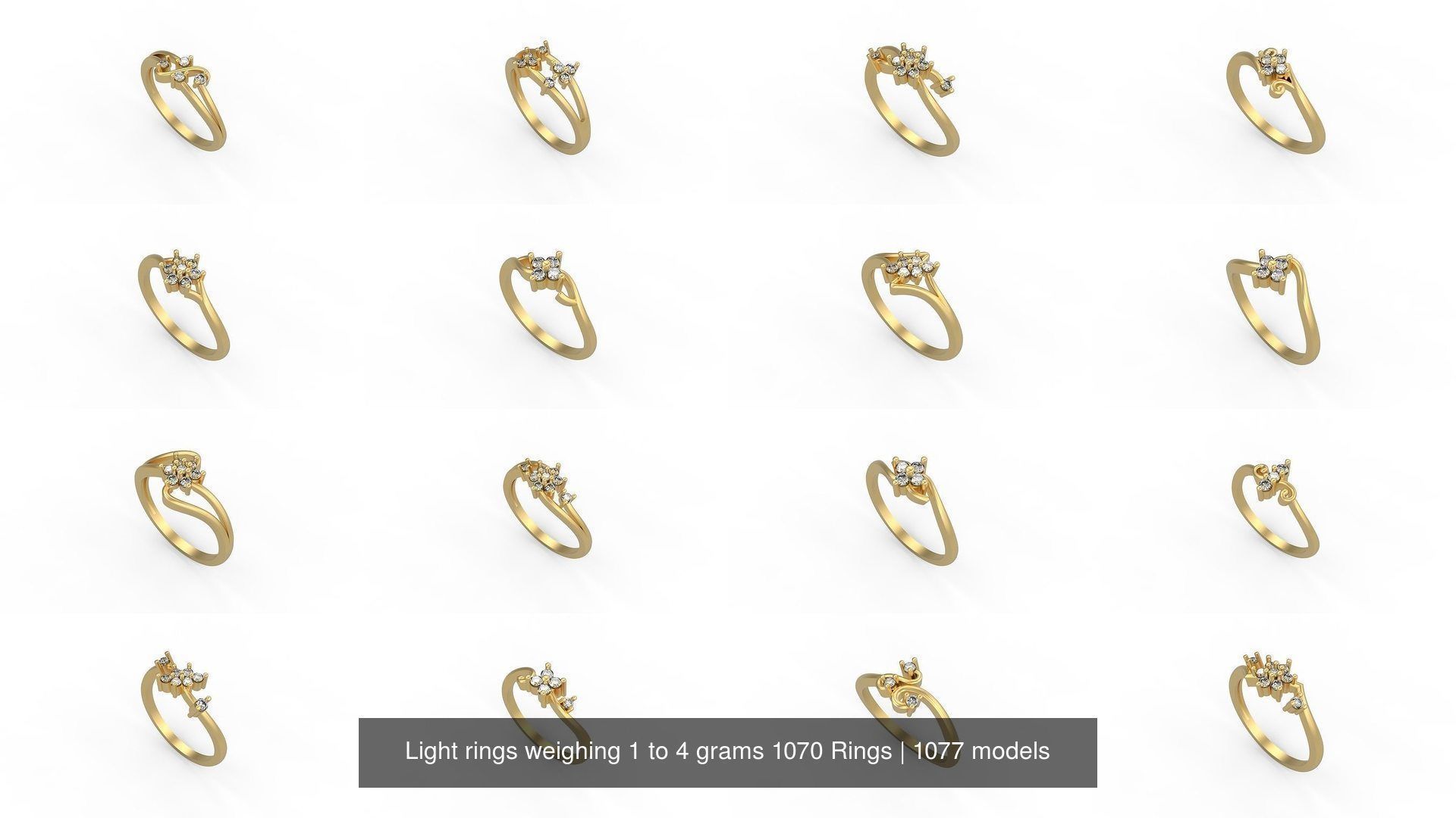 Light rings weighing 1 to 4 grams 1070 Rings 3D Model Collection_1108