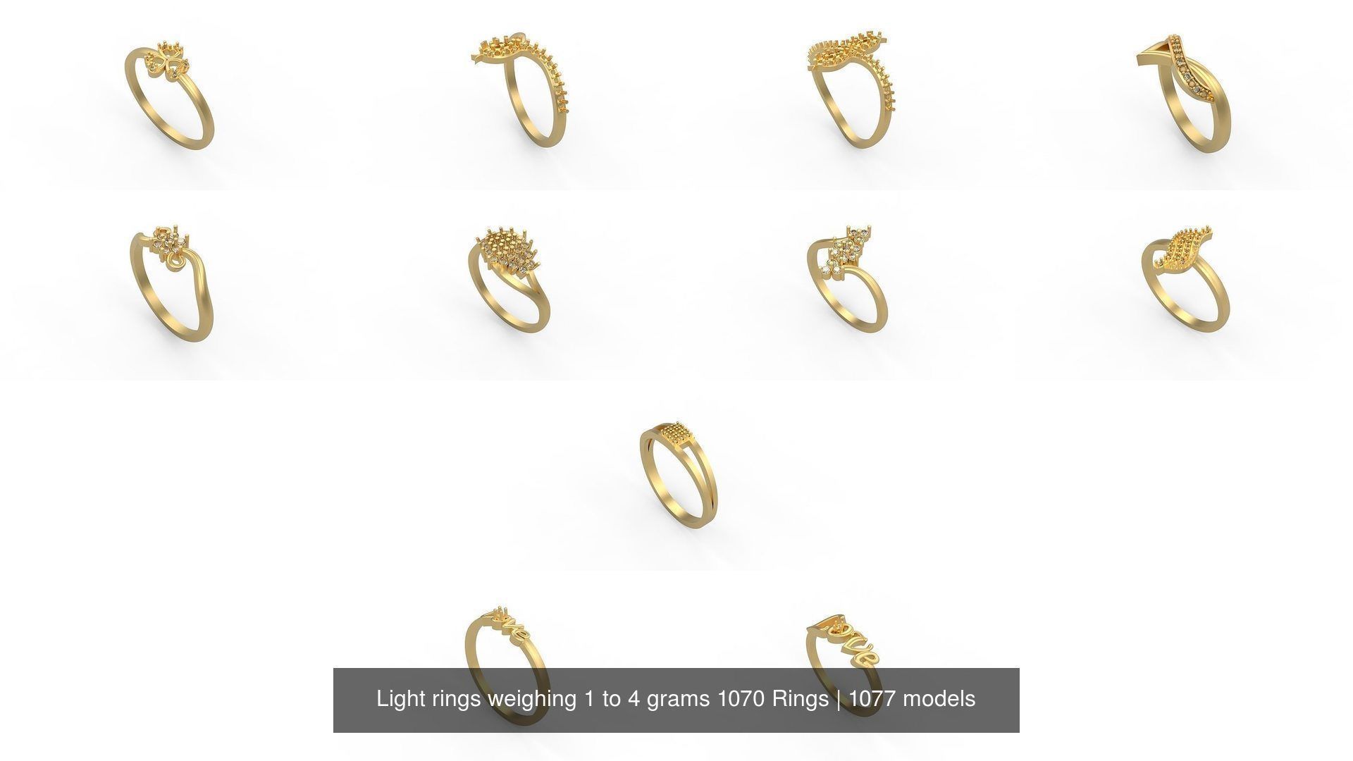 Light rings weighing 1 to 4 grams 1070 Rings 3D Model Collection_189