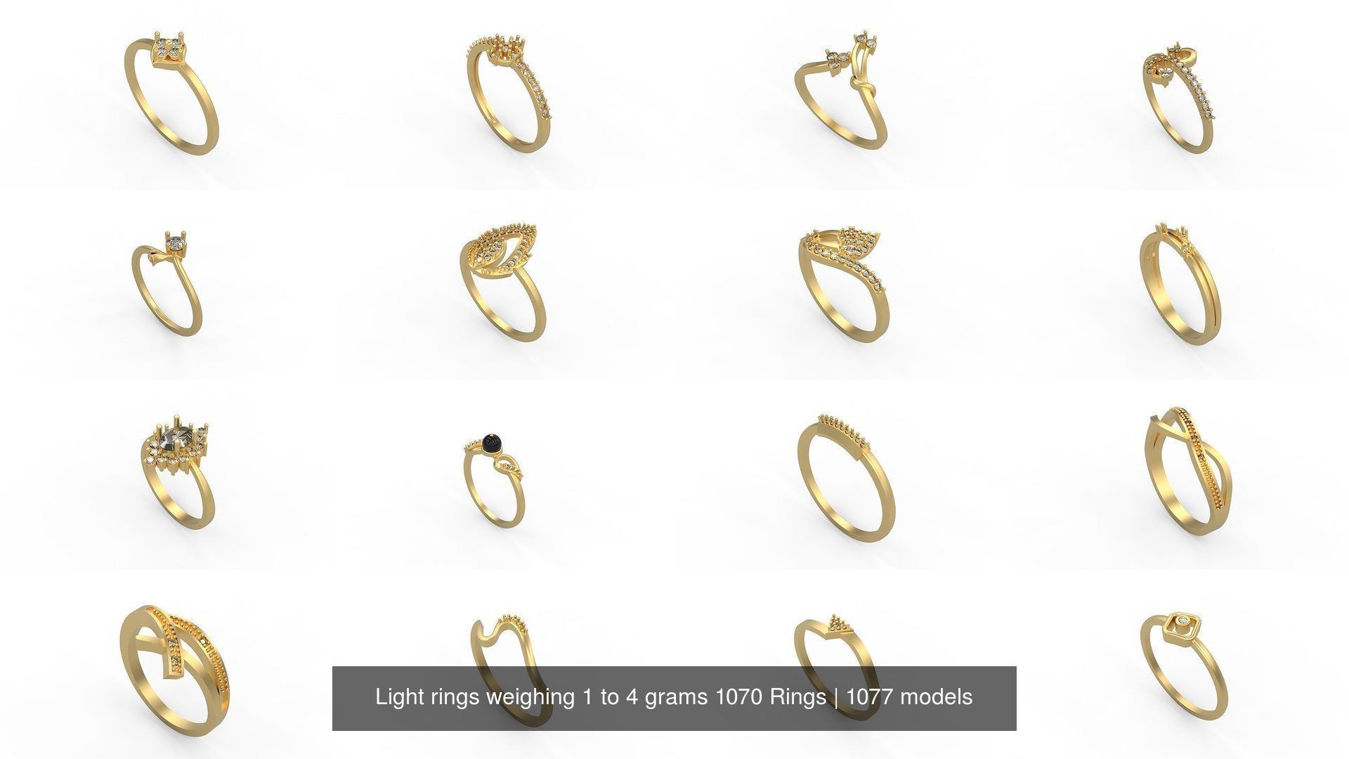 Light rings weighing 1 to 4 grams 1070 Rings 3D Model Collection_124