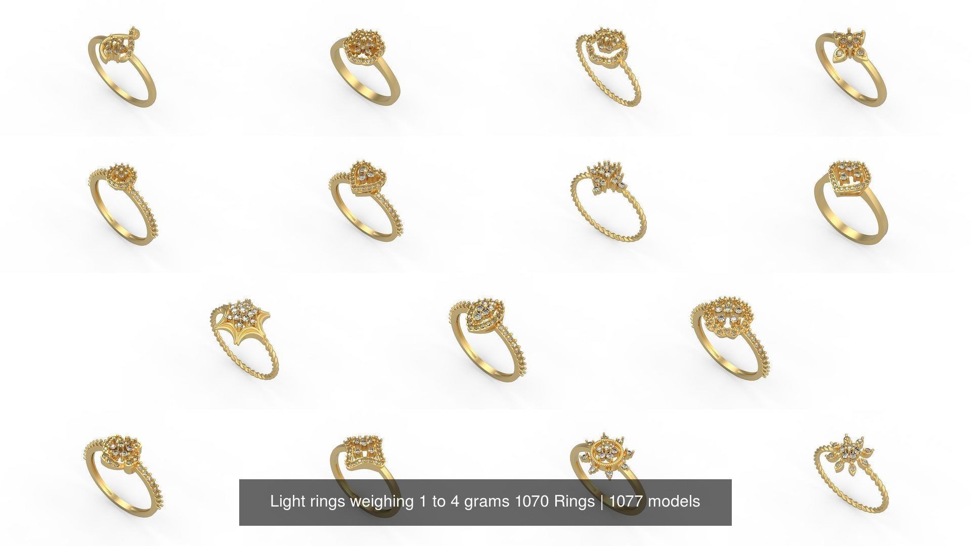 Light rings weighing 1 to 4 grams 1070 Rings 3D Model Collection_469