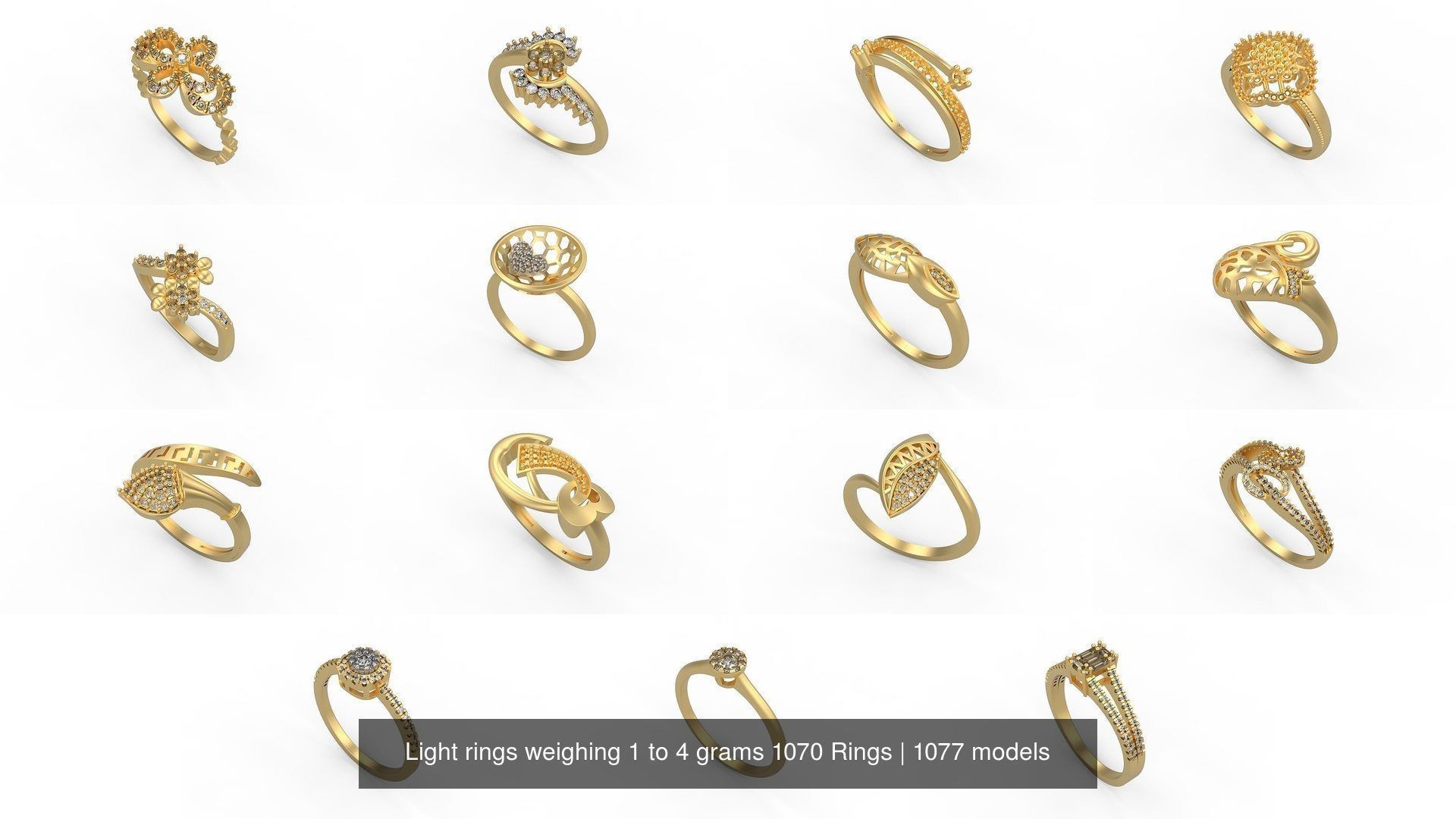 Light rings weighing 1 to 4 grams 1070 Rings 3D Model Collection_1388