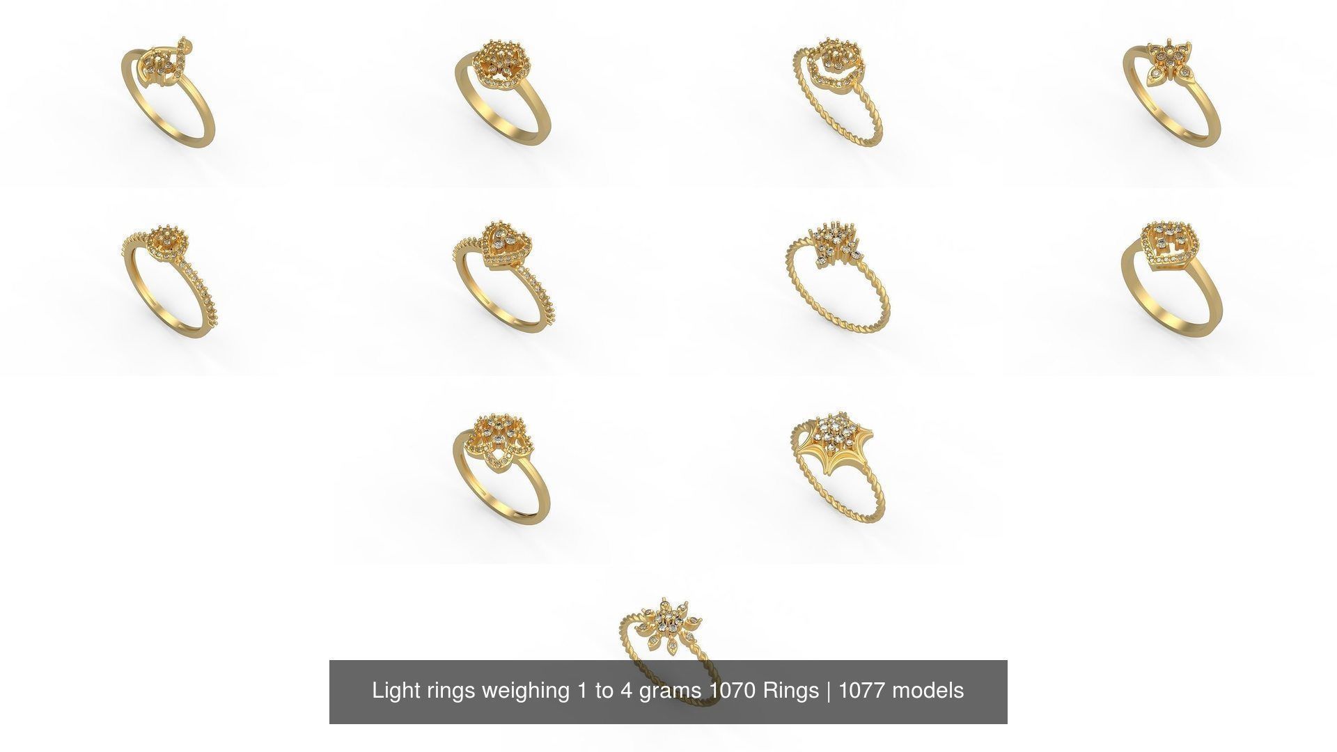 Light rings weighing 1 to 4 grams 1070 Rings 3D Model Collection_471
