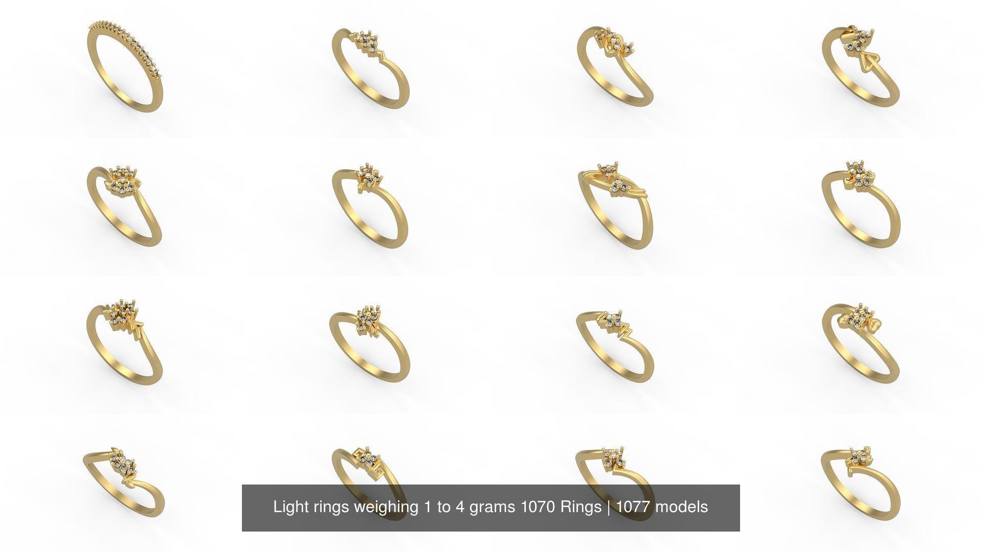 Light rings weighing 1 to 4 grams 1070 Rings 3D Model Collection_1179