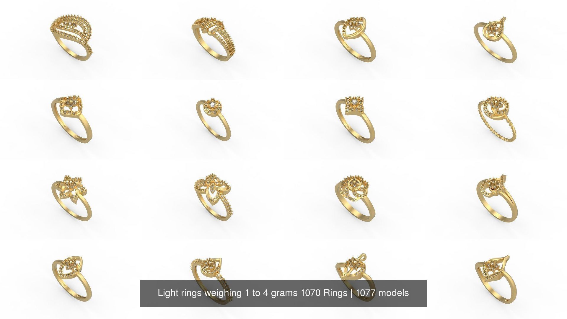 Light rings weighing 1 to 4 grams 1070 Rings 3D Model Collection_425