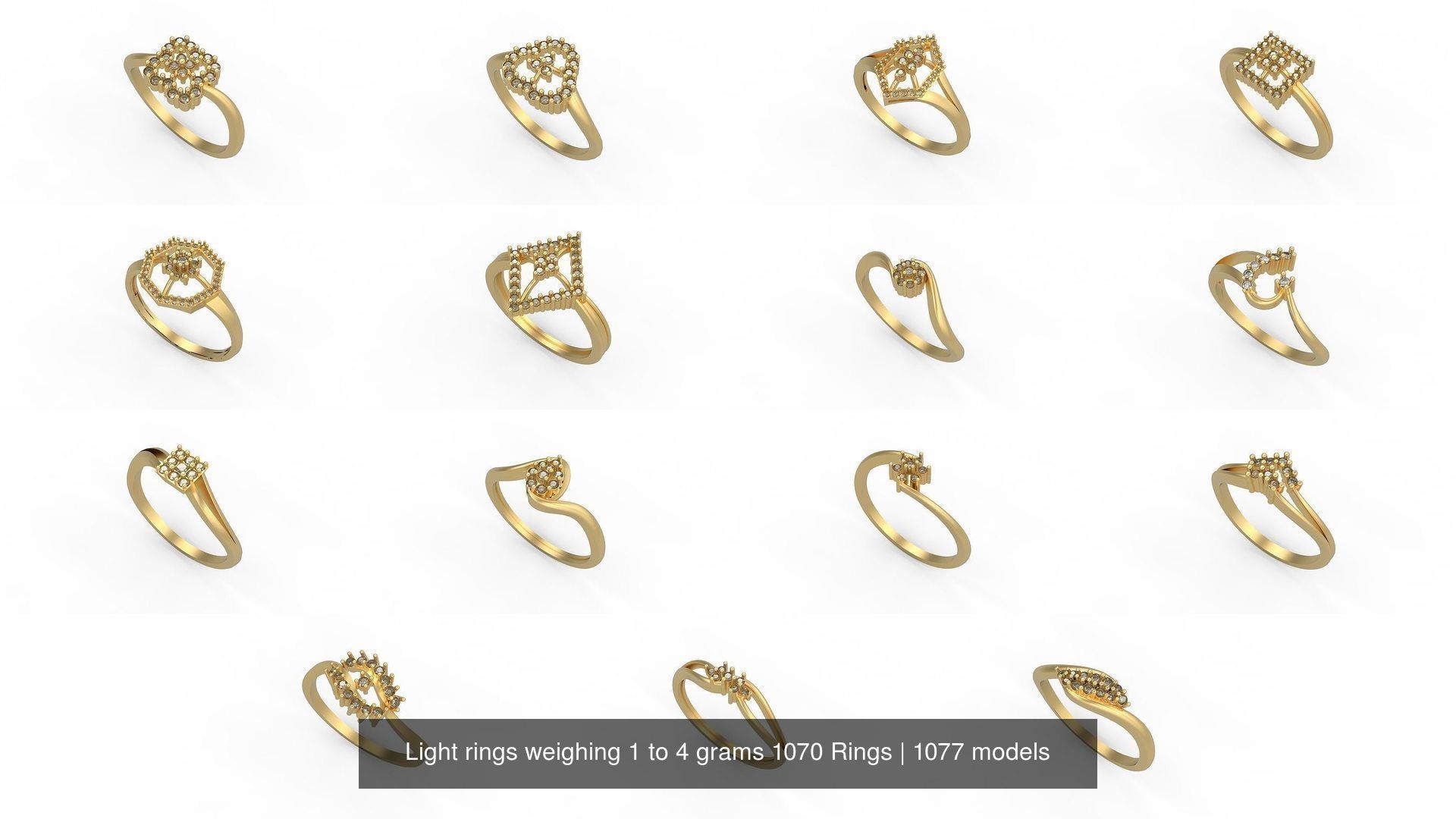 Light rings weighing 1 to 4 grams 1070 Rings 3D Model Collection_983