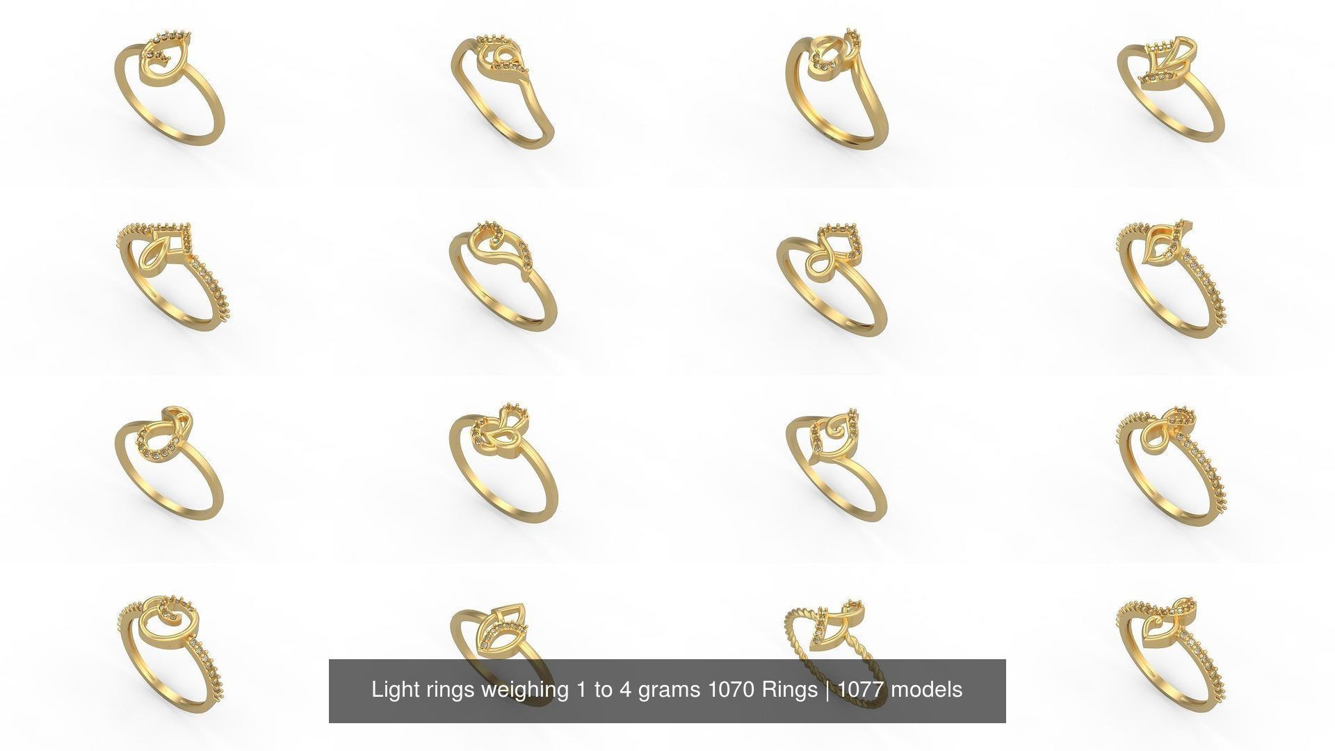 Light rings weighing 1 to 4 grams 1070 Rings 3D Model Collection_535