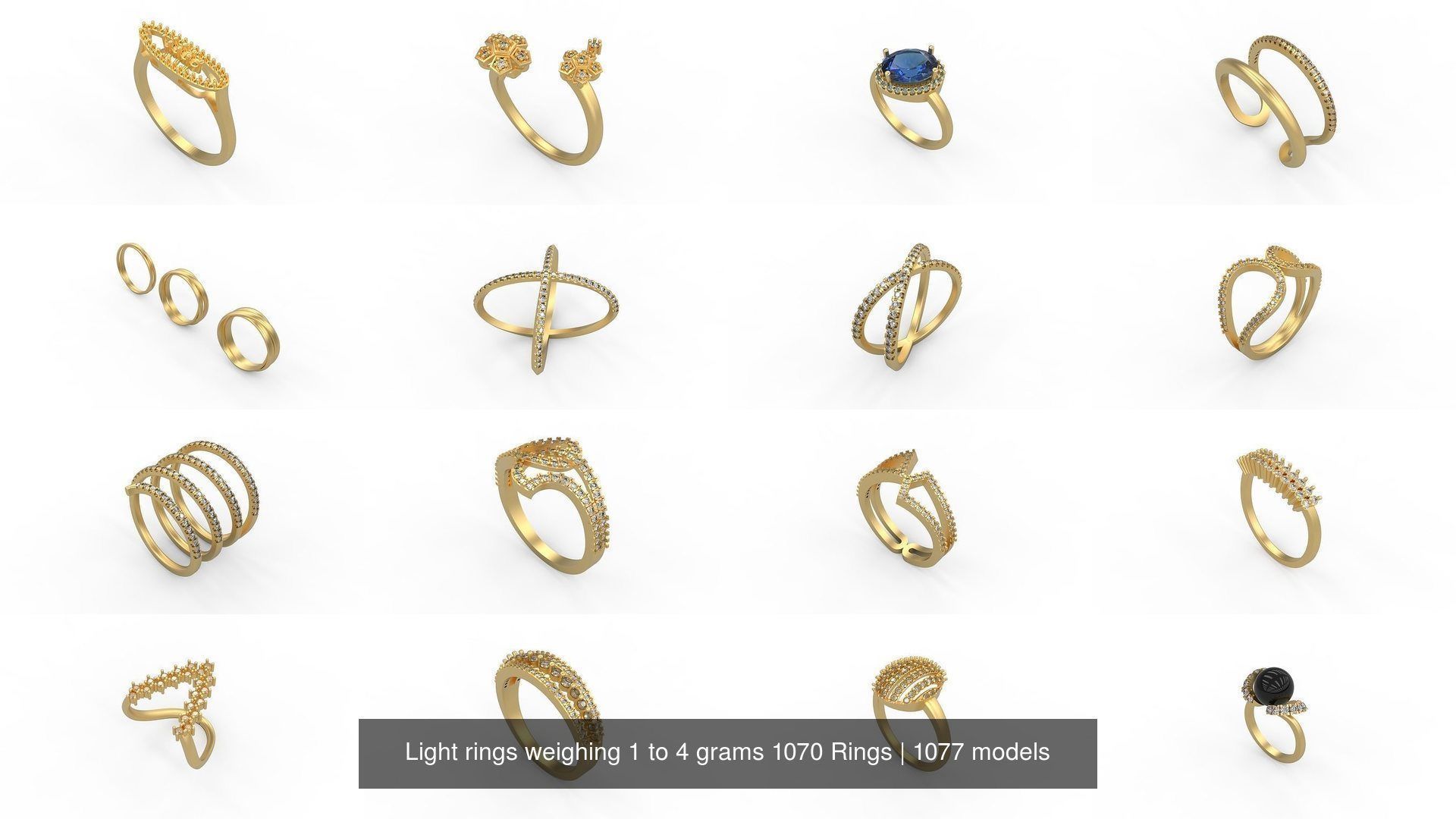 Light rings weighing 1 to 4 grams 1070 Rings 3D Model Collection_1526