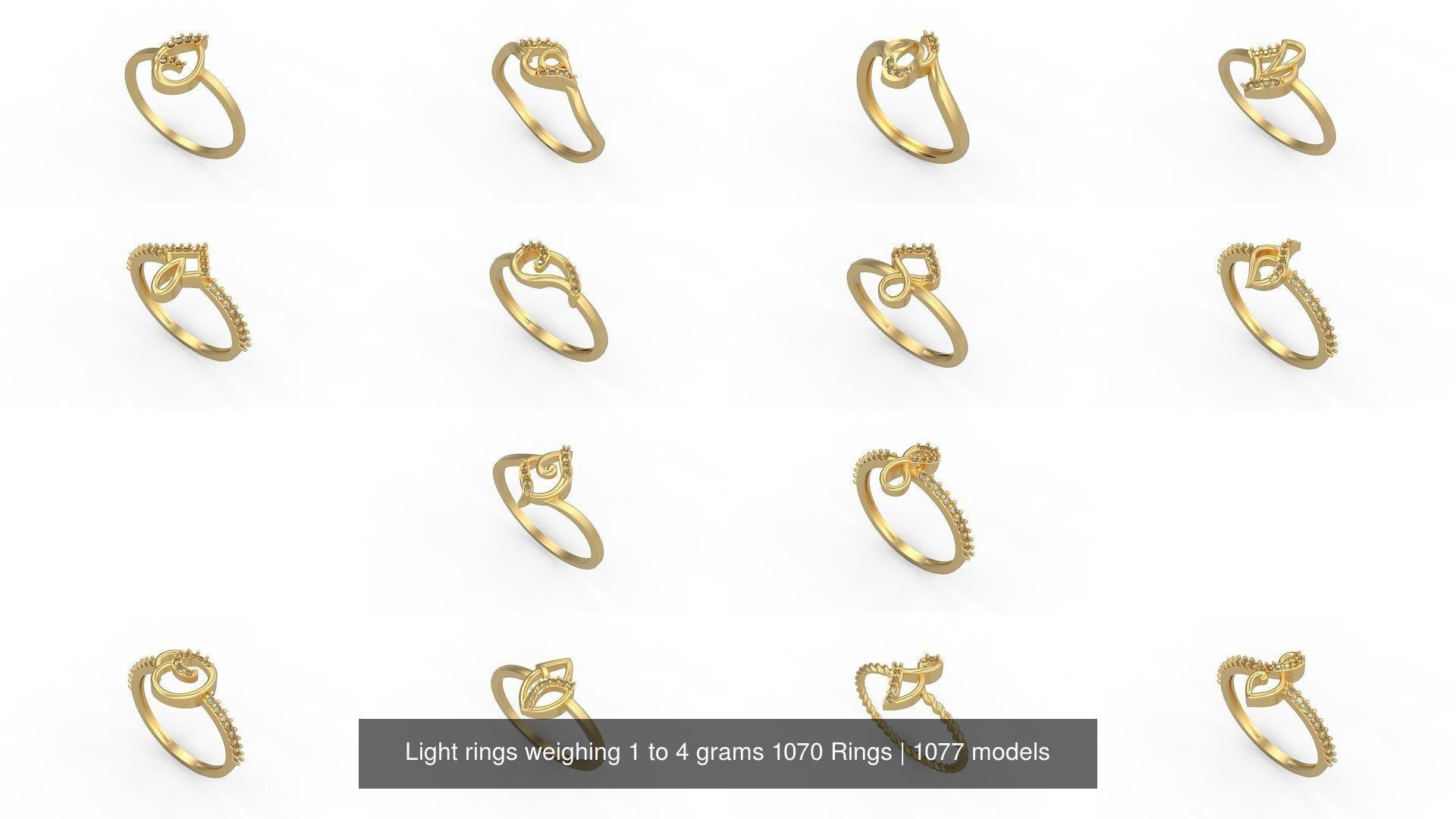 Light rings weighing 1 to 4 grams 1070 Rings 3D Model Collection_534