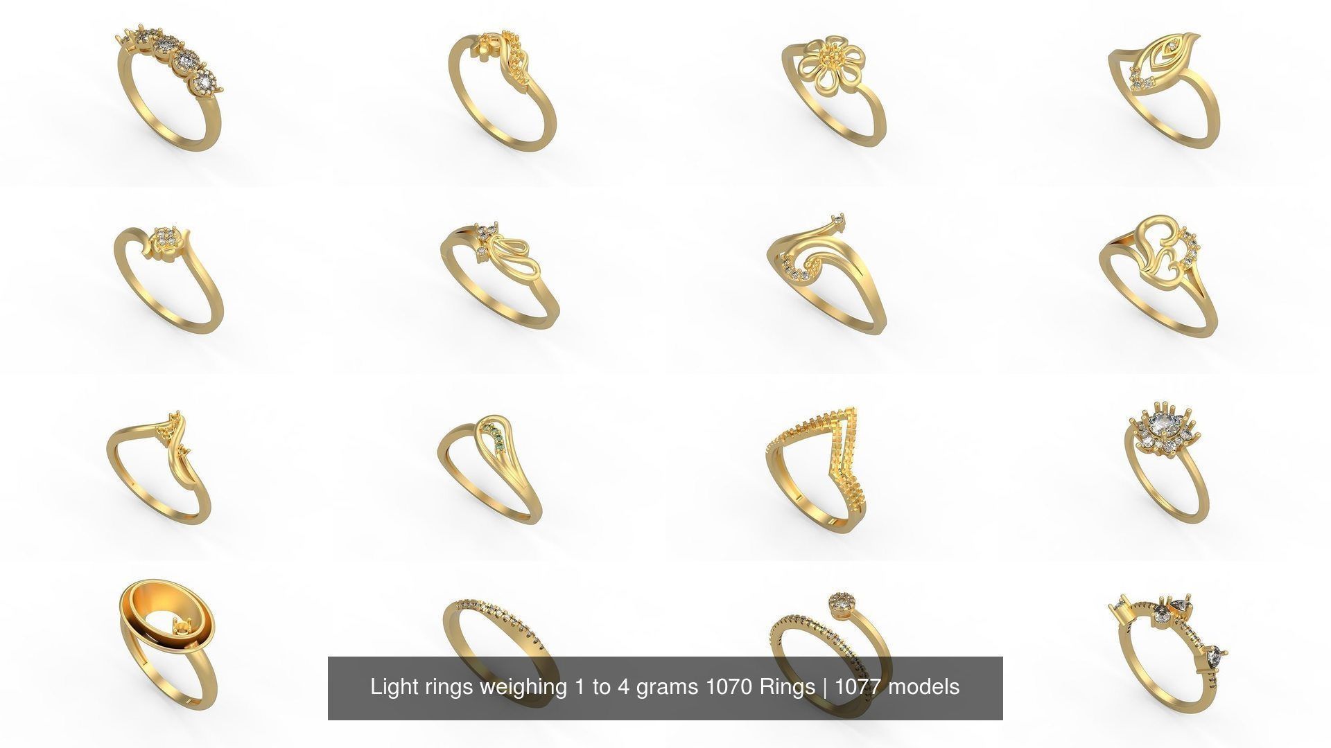 Light rings weighing 1 to 4 grams 1070 Rings 3D Model Collection_1410