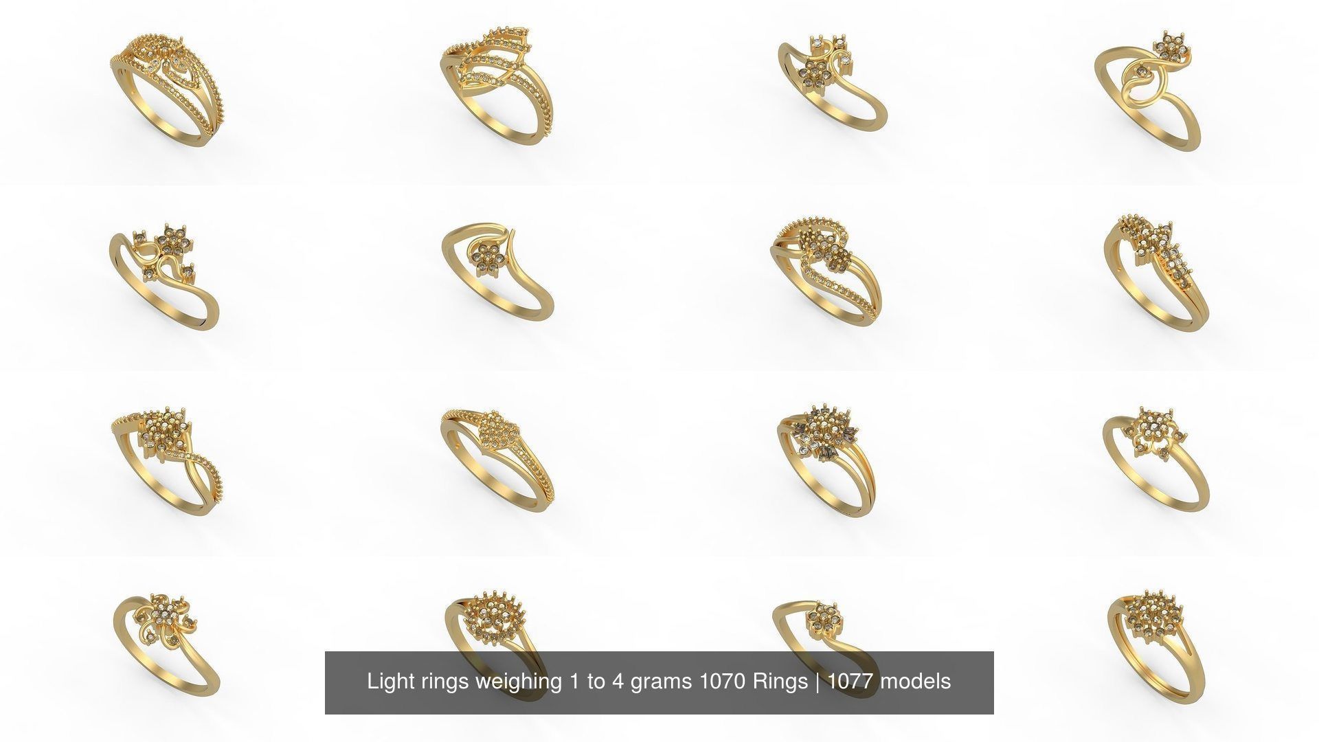 Light rings weighing 1 to 4 grams 1070 Rings 3D Model Collection_928