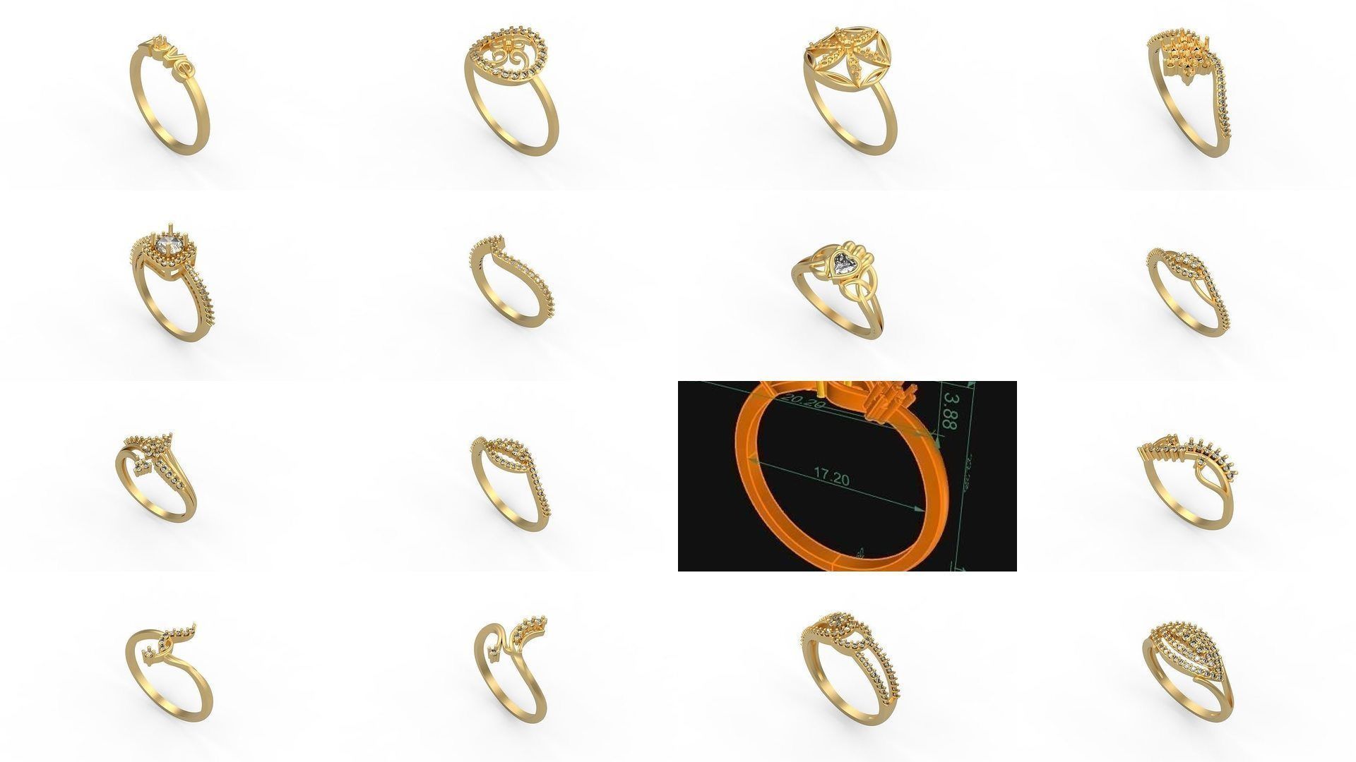 Light rings weighing 1 to 4 grams 1070 Rings 3D Model Collection_194