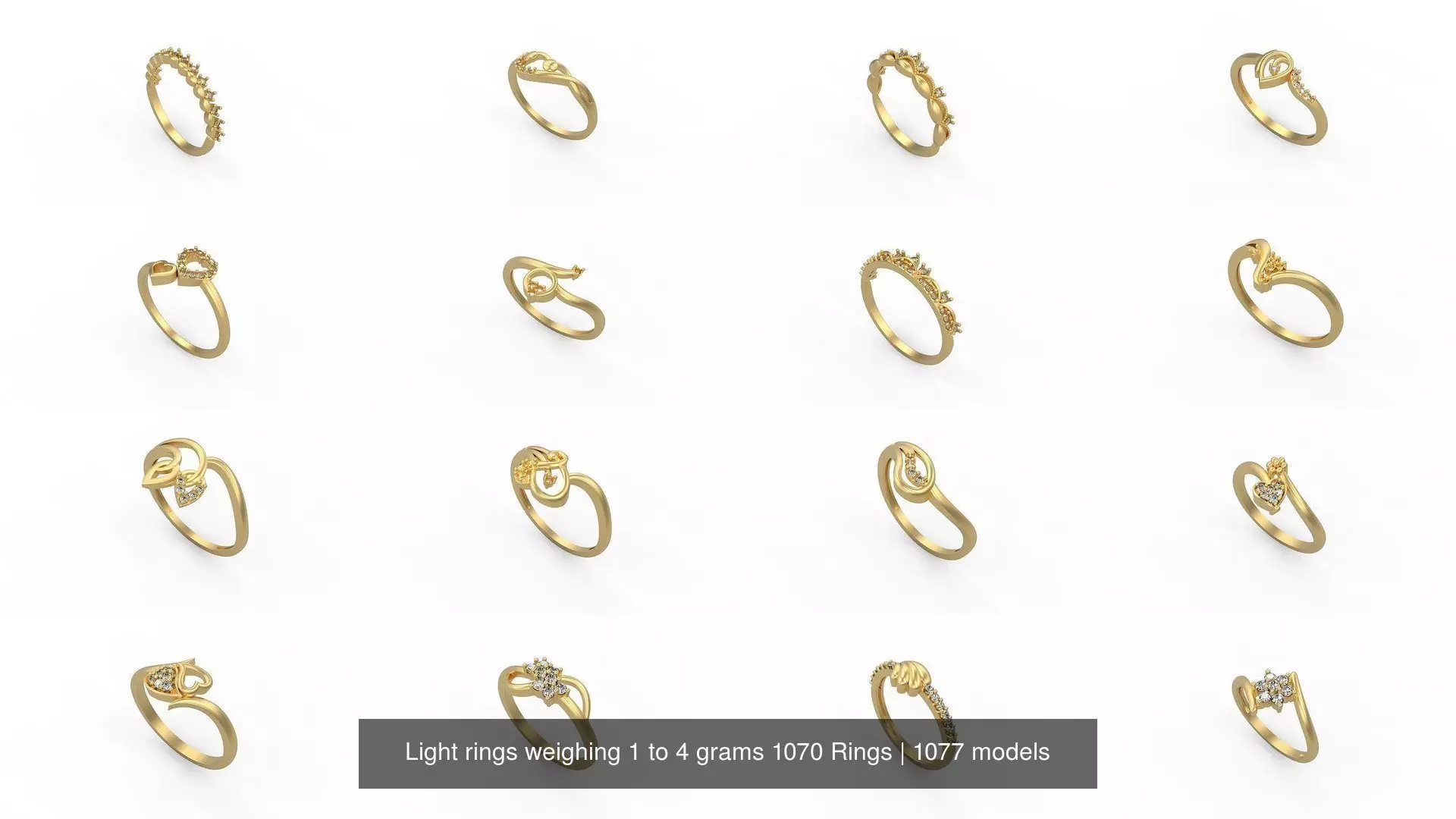 Light rings weighing 1 to 4 grams 1070 Rings 3D Model Collection_10