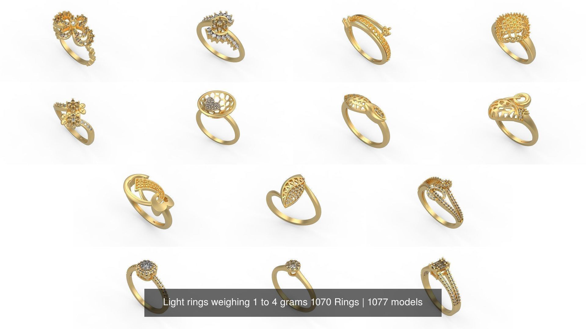 Light rings weighing 1 to 4 grams 1070 Rings 3D Model Collection_1400