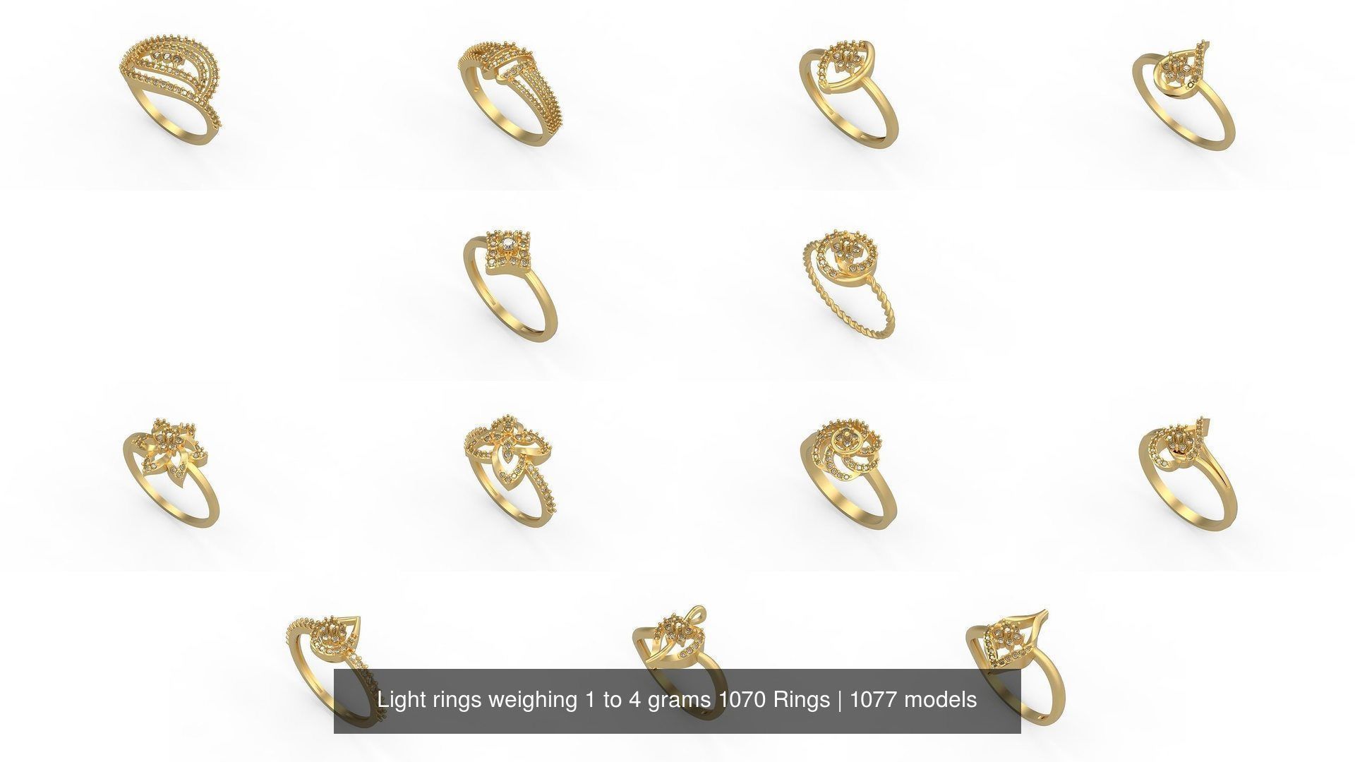 Light rings weighing 1 to 4 grams 1070 Rings 3D Model Collection_417